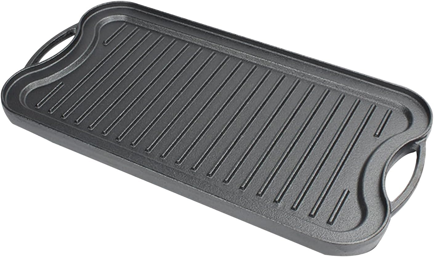 Pre-Seasoned Cast Iron Grill Pan,Reversible Griddle Pan