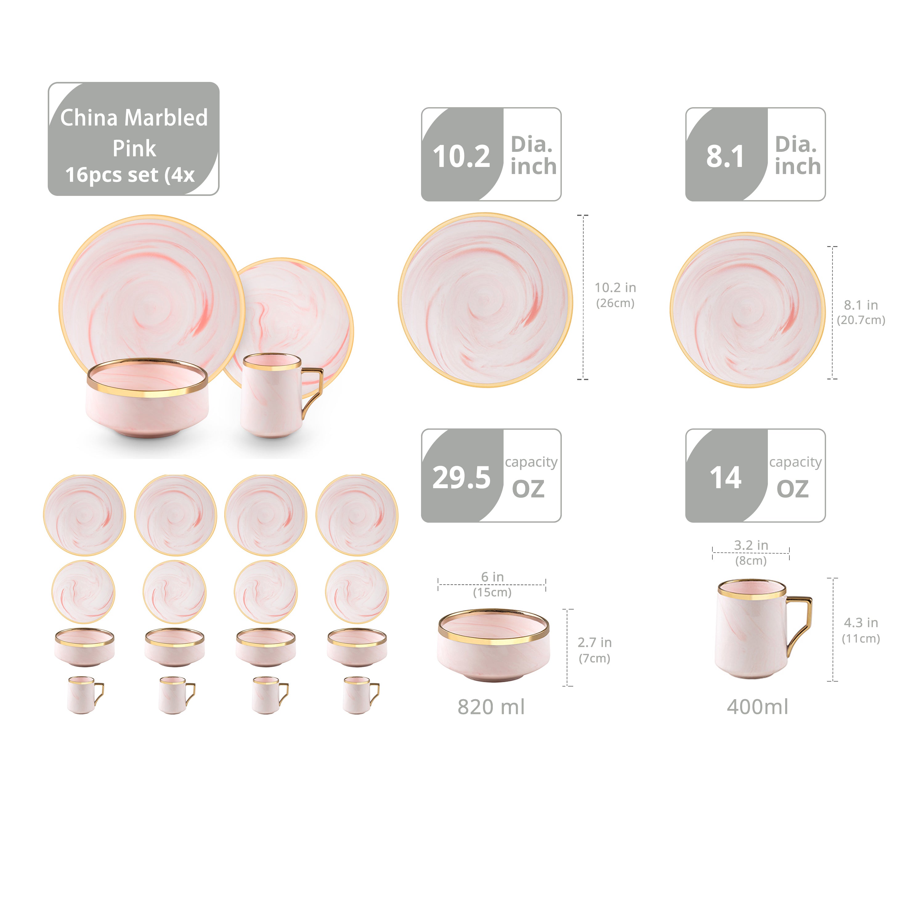 Artisan Marbled Fine China Dinnerware Set