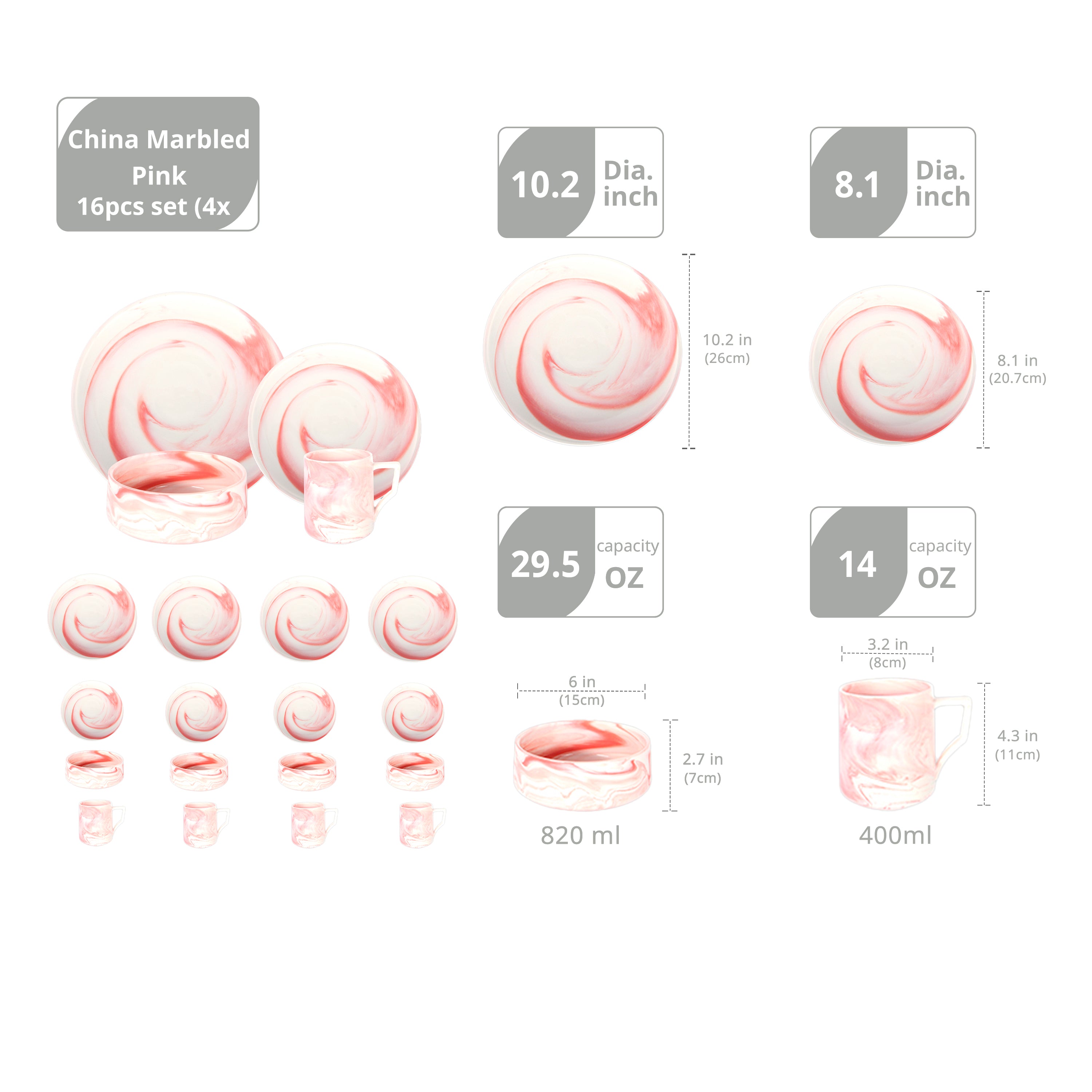 Artisan Marbled Fine China Dinnerware Set