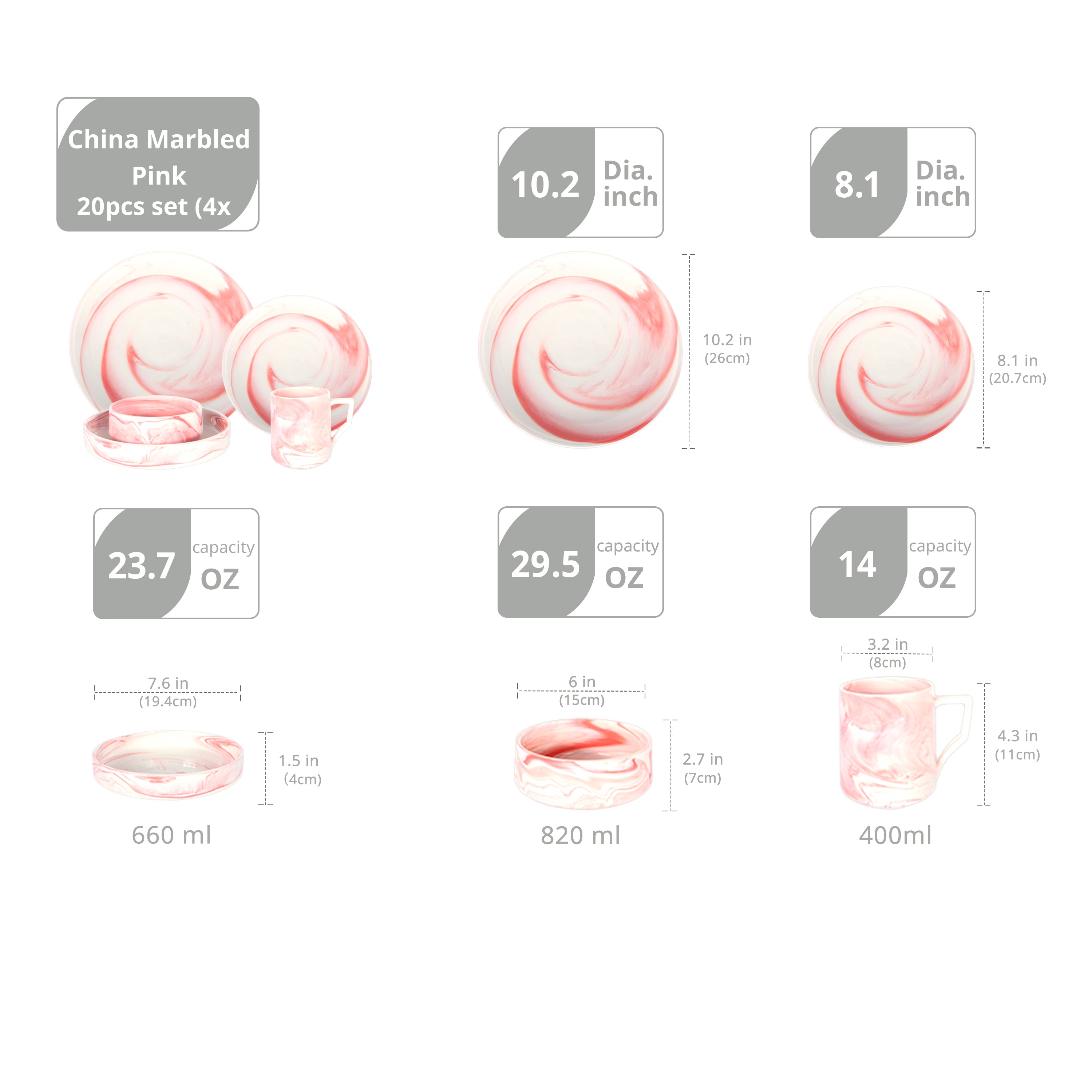 Artisan Marbled Fine China Dinnerware Set