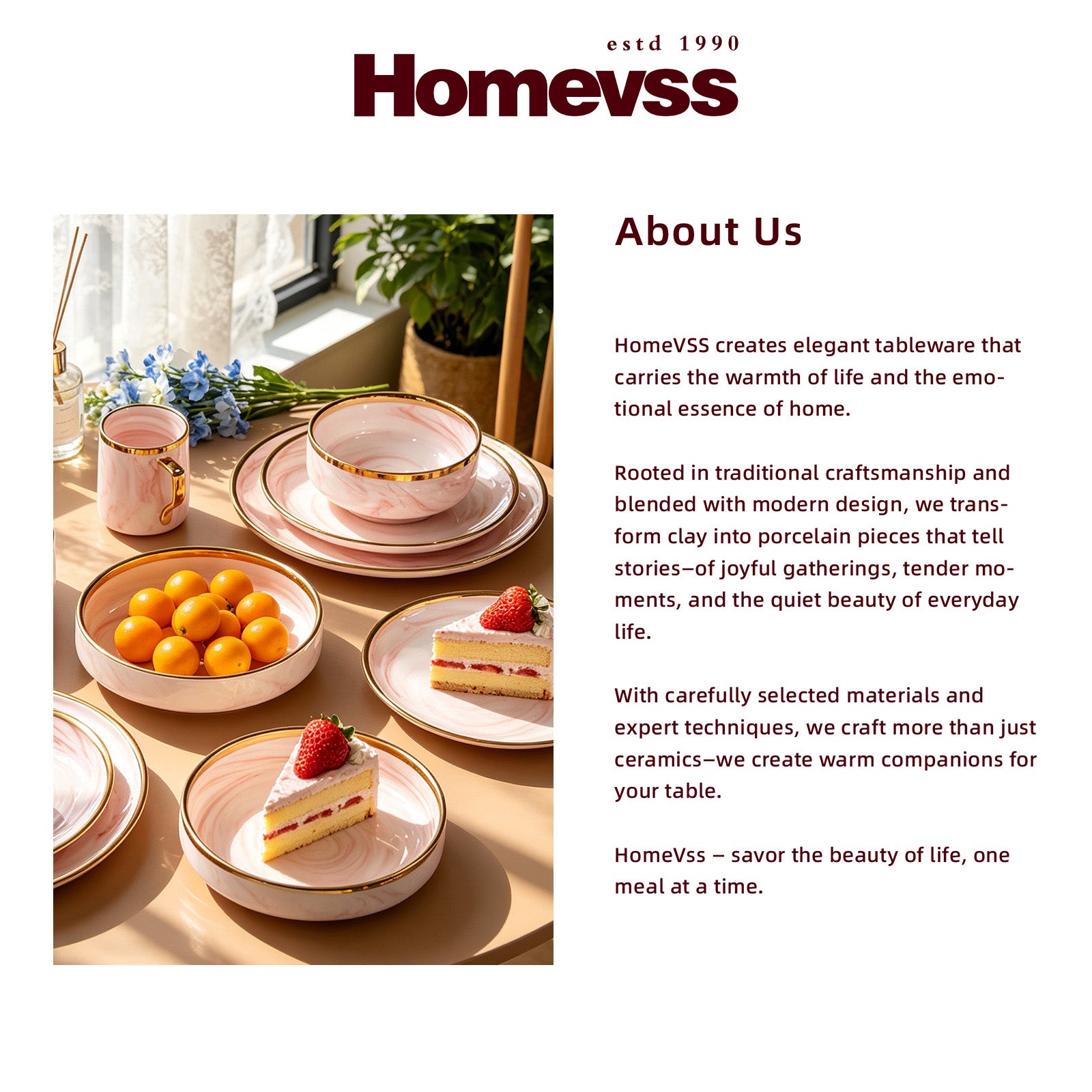 HomeVSS infographic detailing the 16 pieces included in the pink dish set