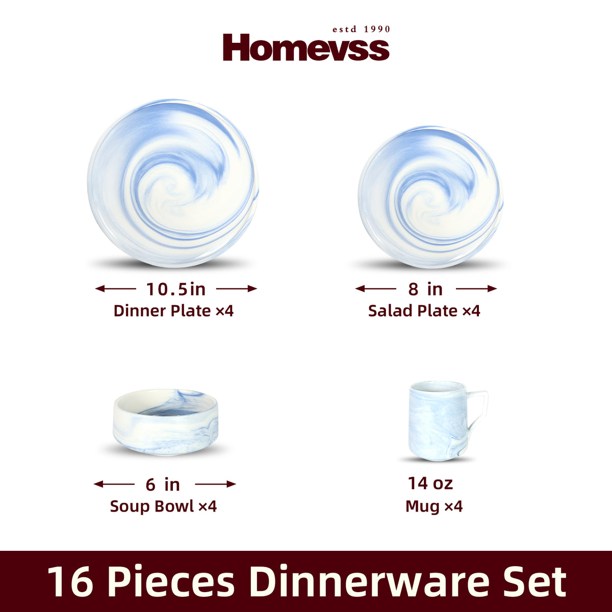 Artisan Marbled Fine China Dinnerware Set