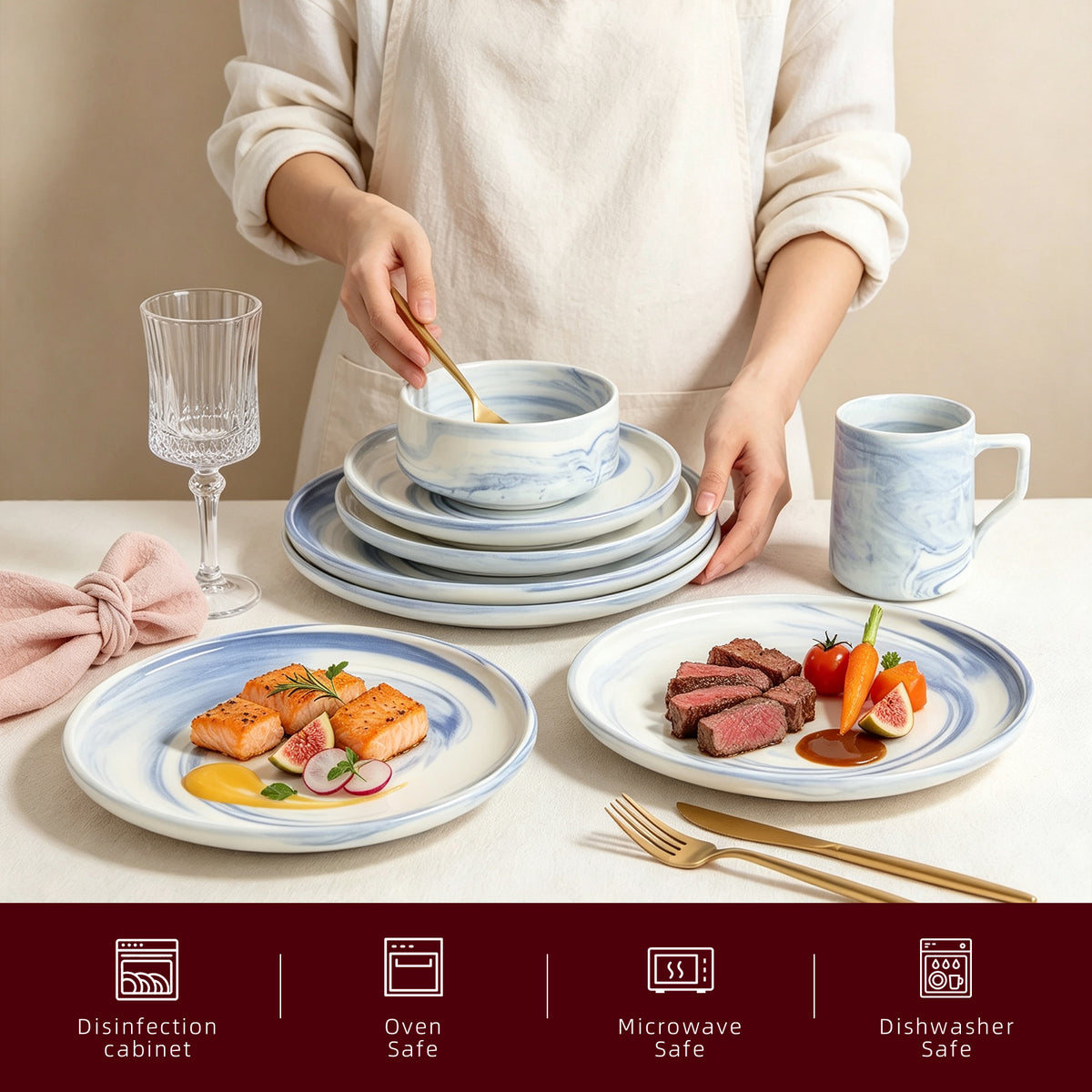 Artisan Marbled Fine China Dinnerware Set