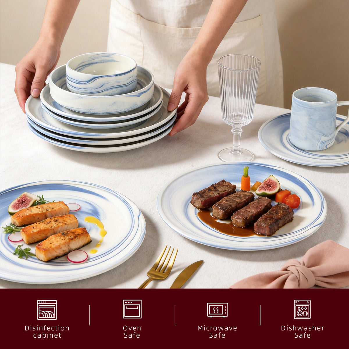 Artisan Marbled Fine China Dinnerware Set