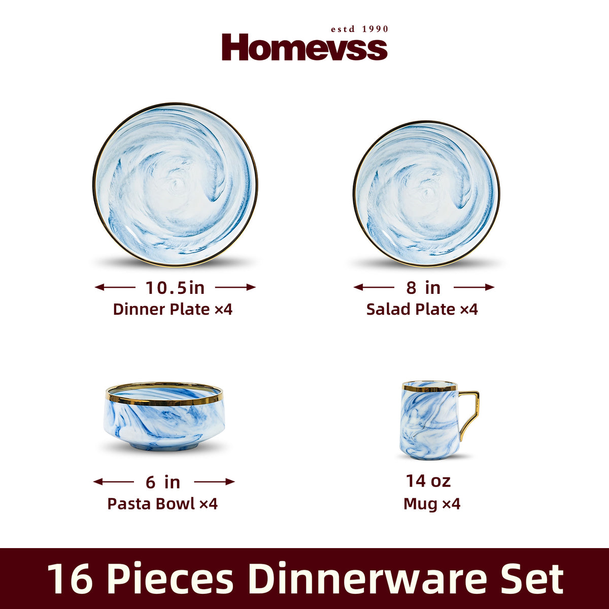 Artisan Marbled Fine China Dinnerware Set