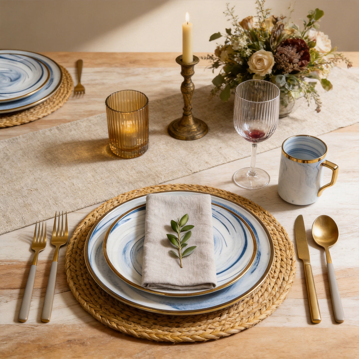 Artisan Marbled Fine China Dinnerware Set