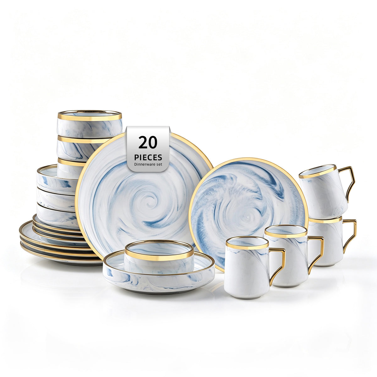Artisan Marbled Fine China Dinnerware Set