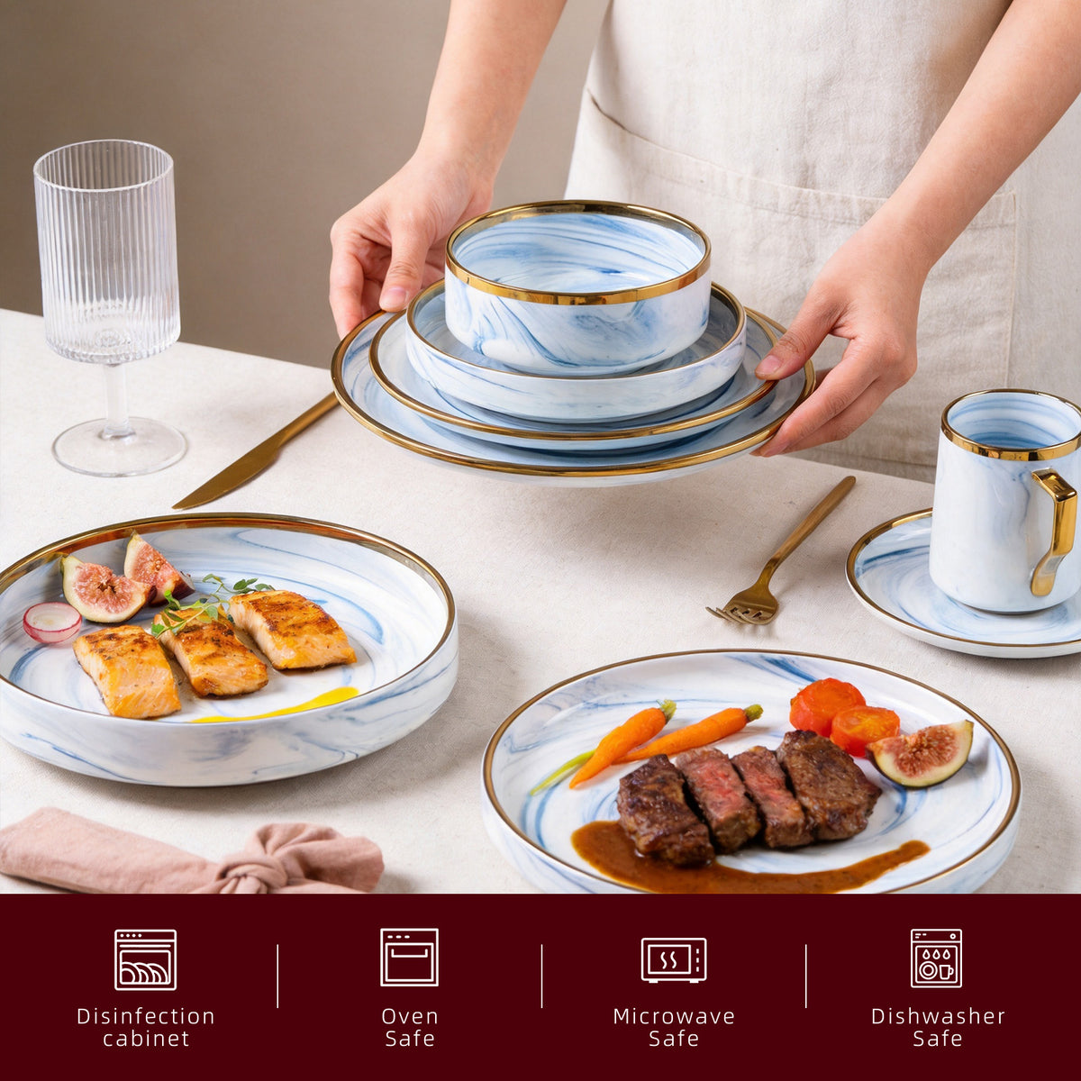 Artisan Marbled Fine China Dinnerware Set