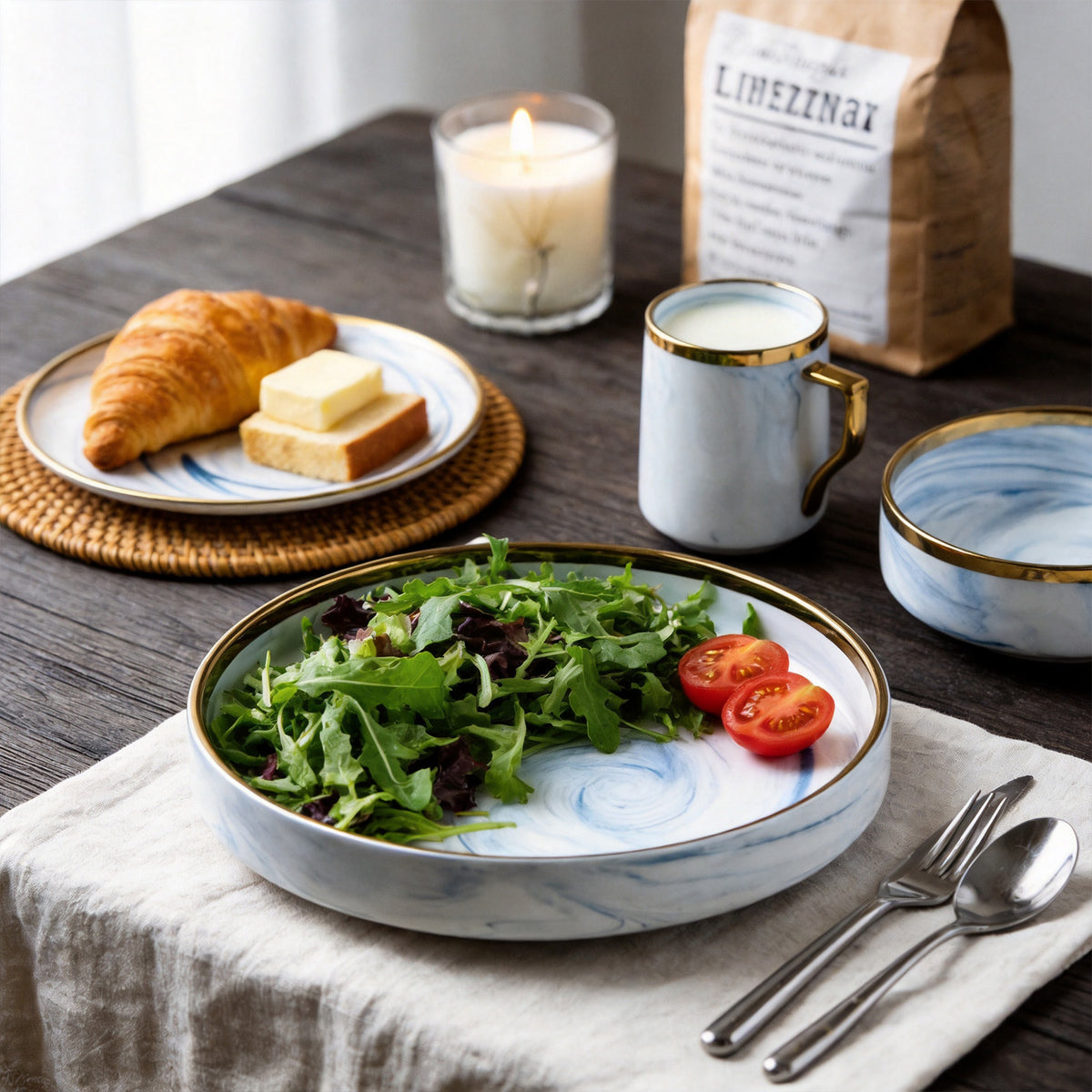 Artisan Marbled Fine China Dinnerware Set