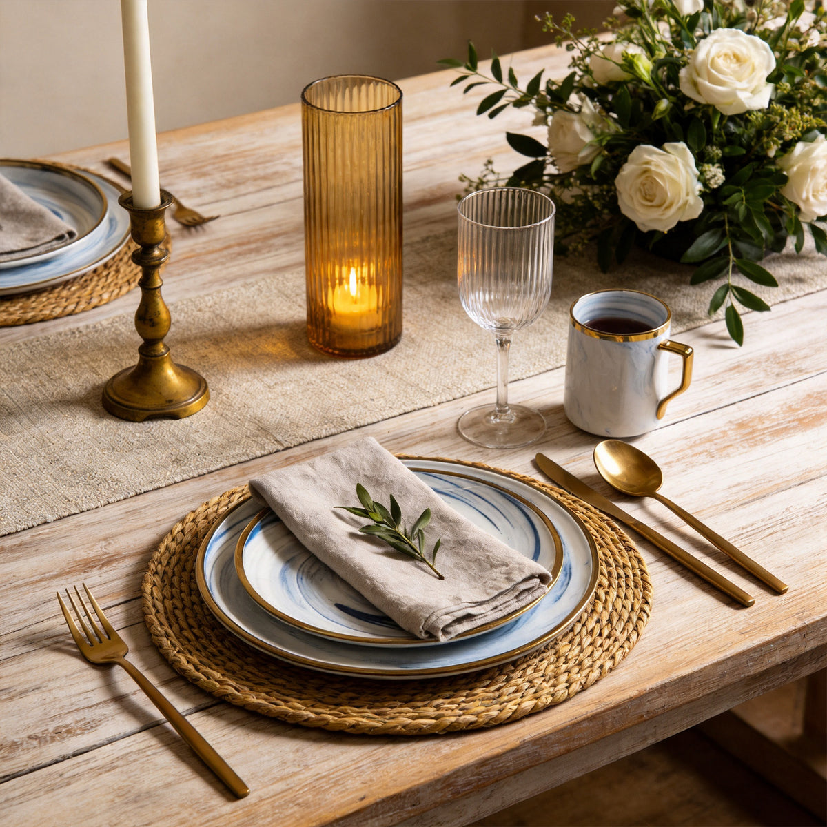 Artisan Marbled Fine China Dinnerware Set