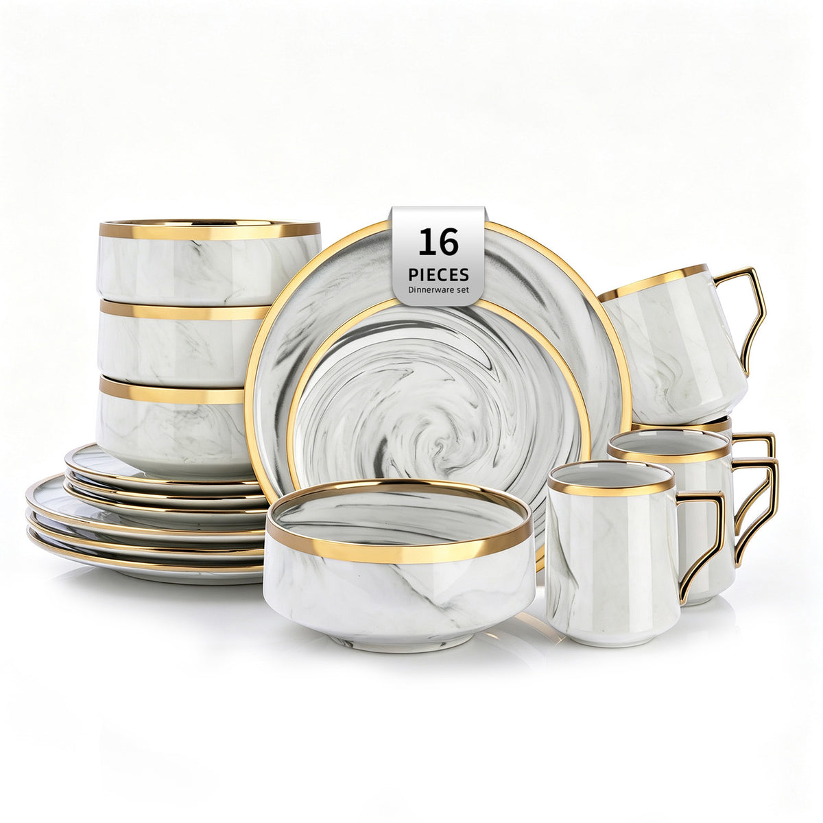 Artisan Marbled Fine China Dinnerware Set