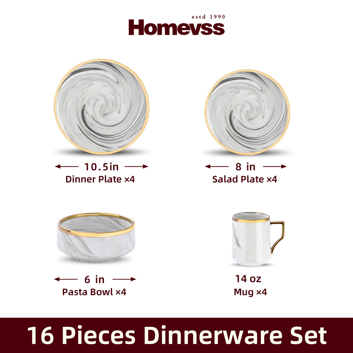 Artisan Marbled Fine China Dinnerware Set
