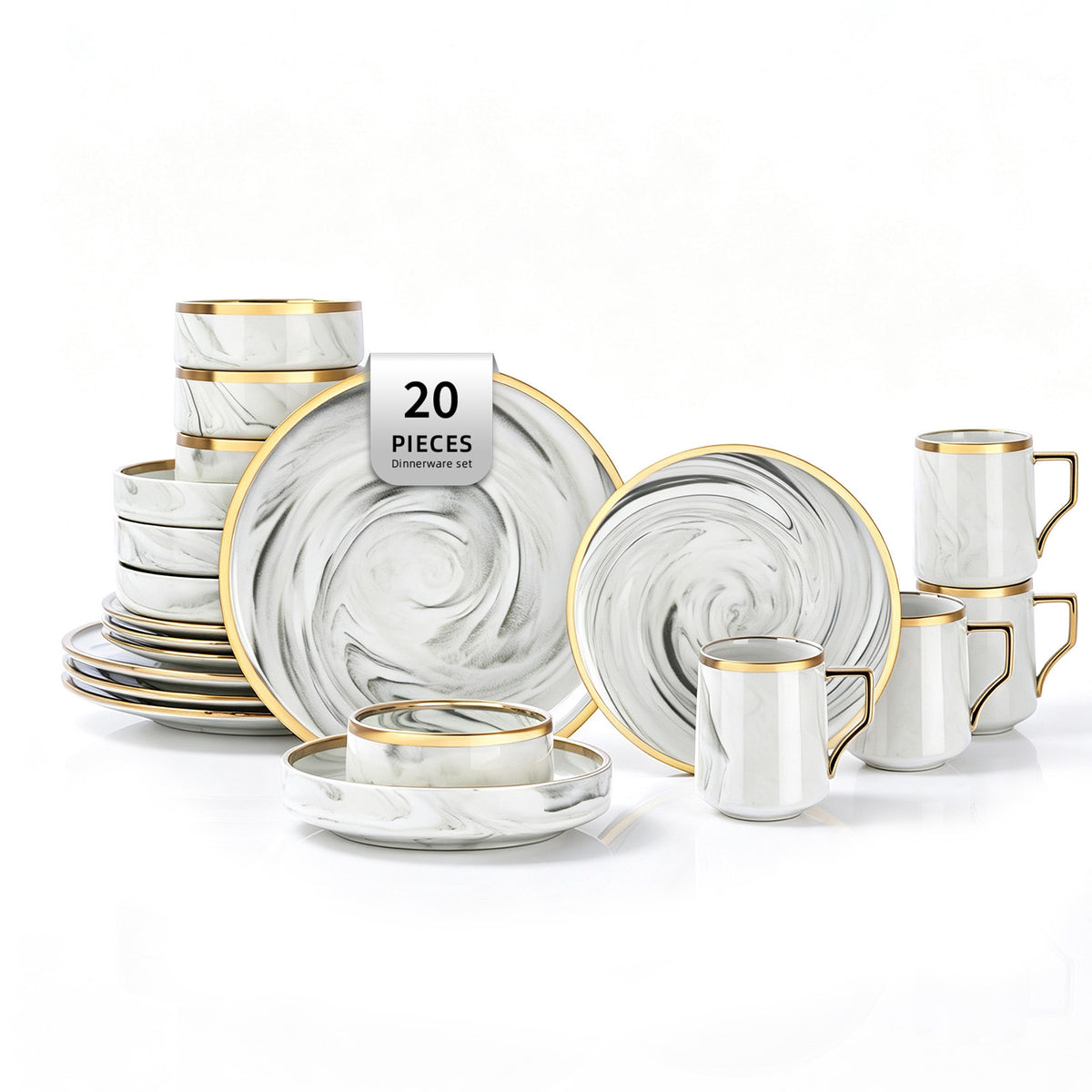 Artisan Marbled Fine China Dinnerware Set