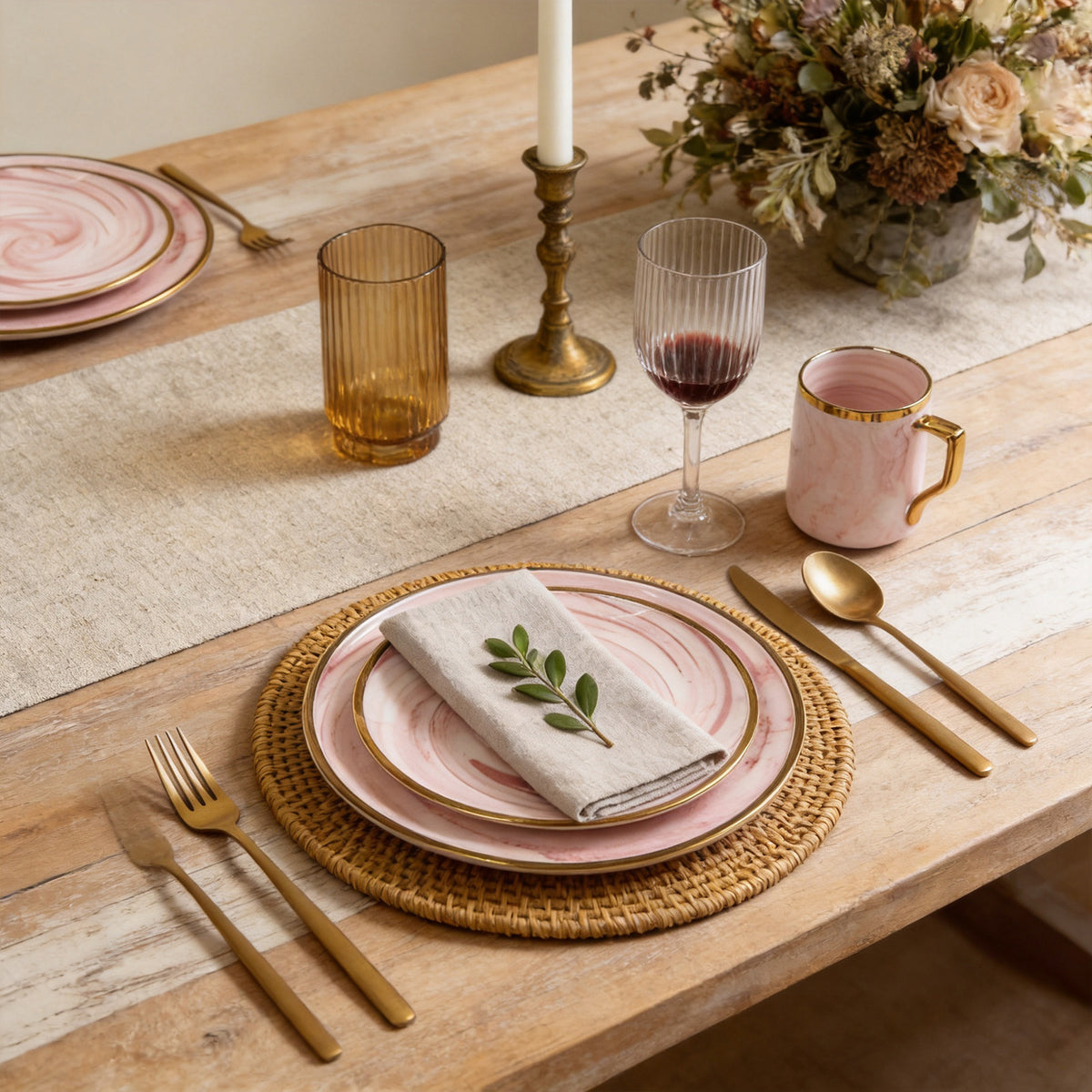 Artisan Marbled Fine China Dinnerware Set