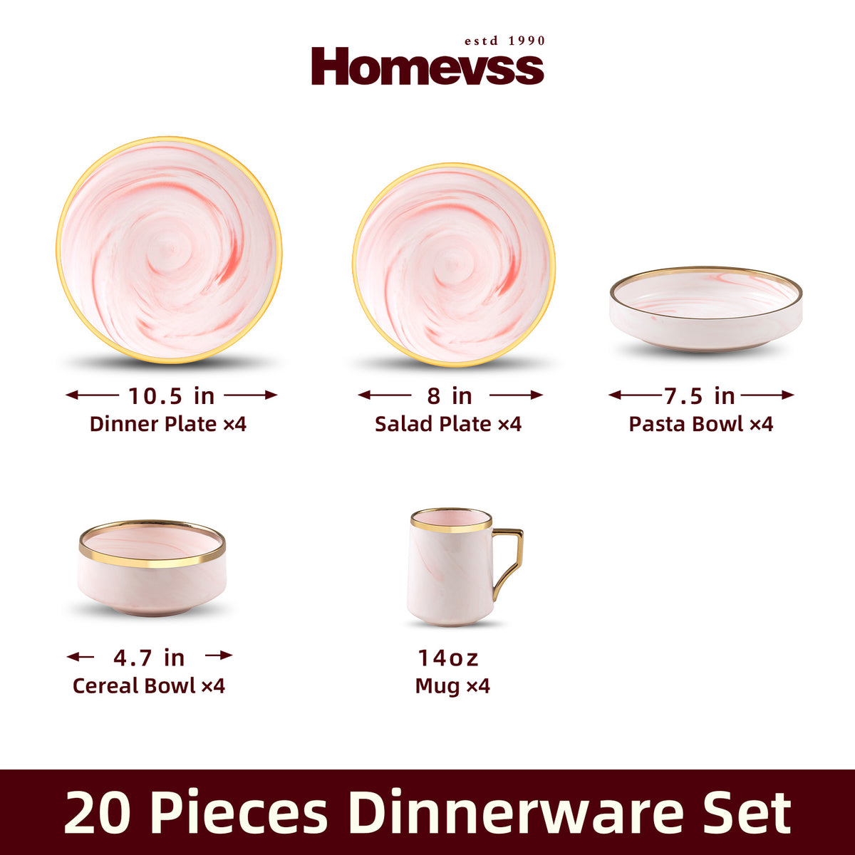 Artisan Marbled Fine China Dinnerware Set
