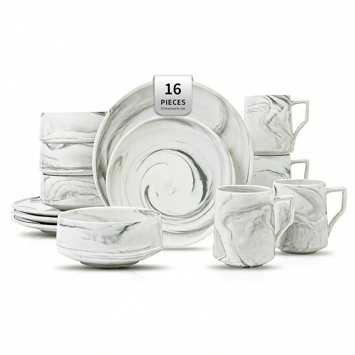 Artisan Marbled Fine China Dinnerware Set