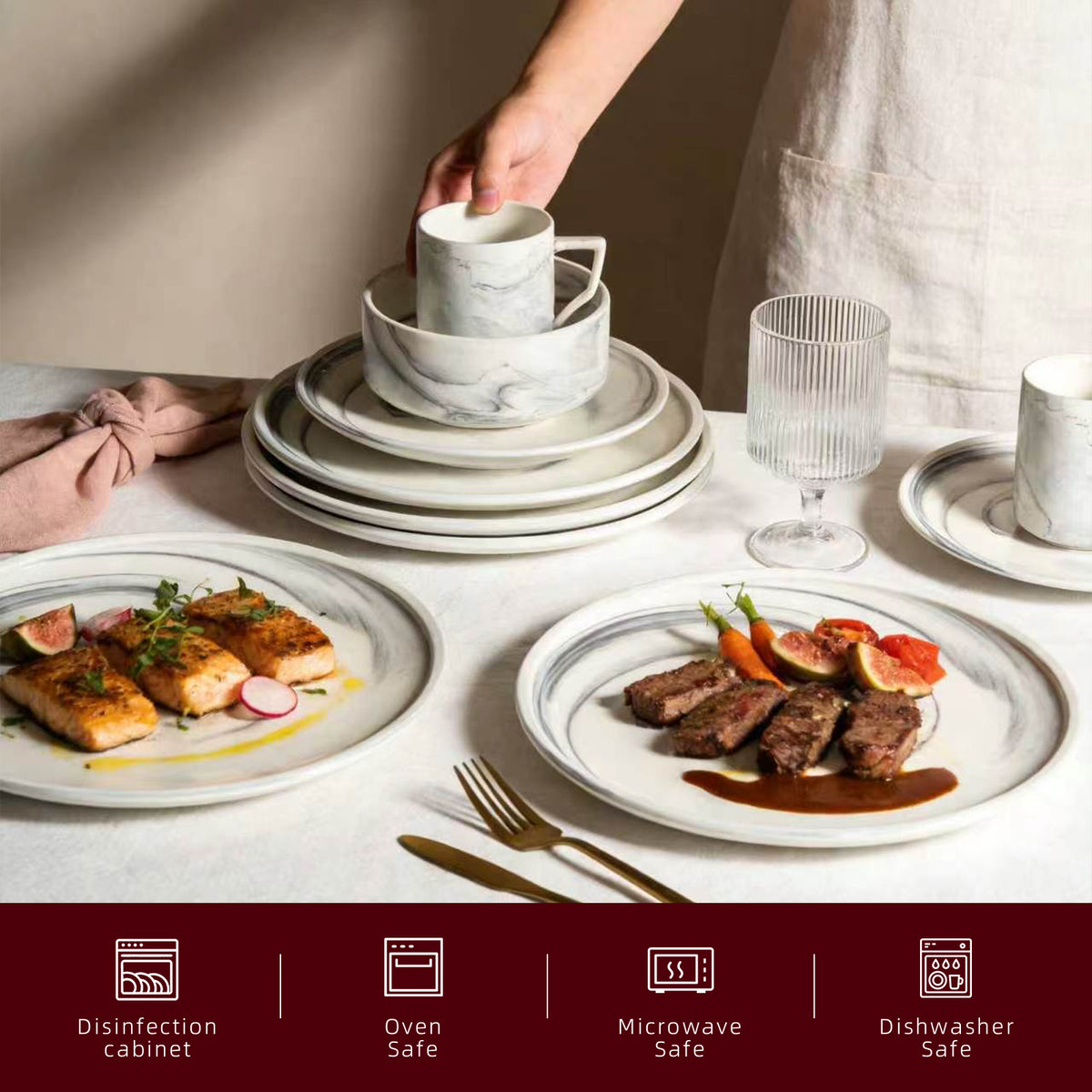 Artisan Marbled Fine China Dinnerware Set