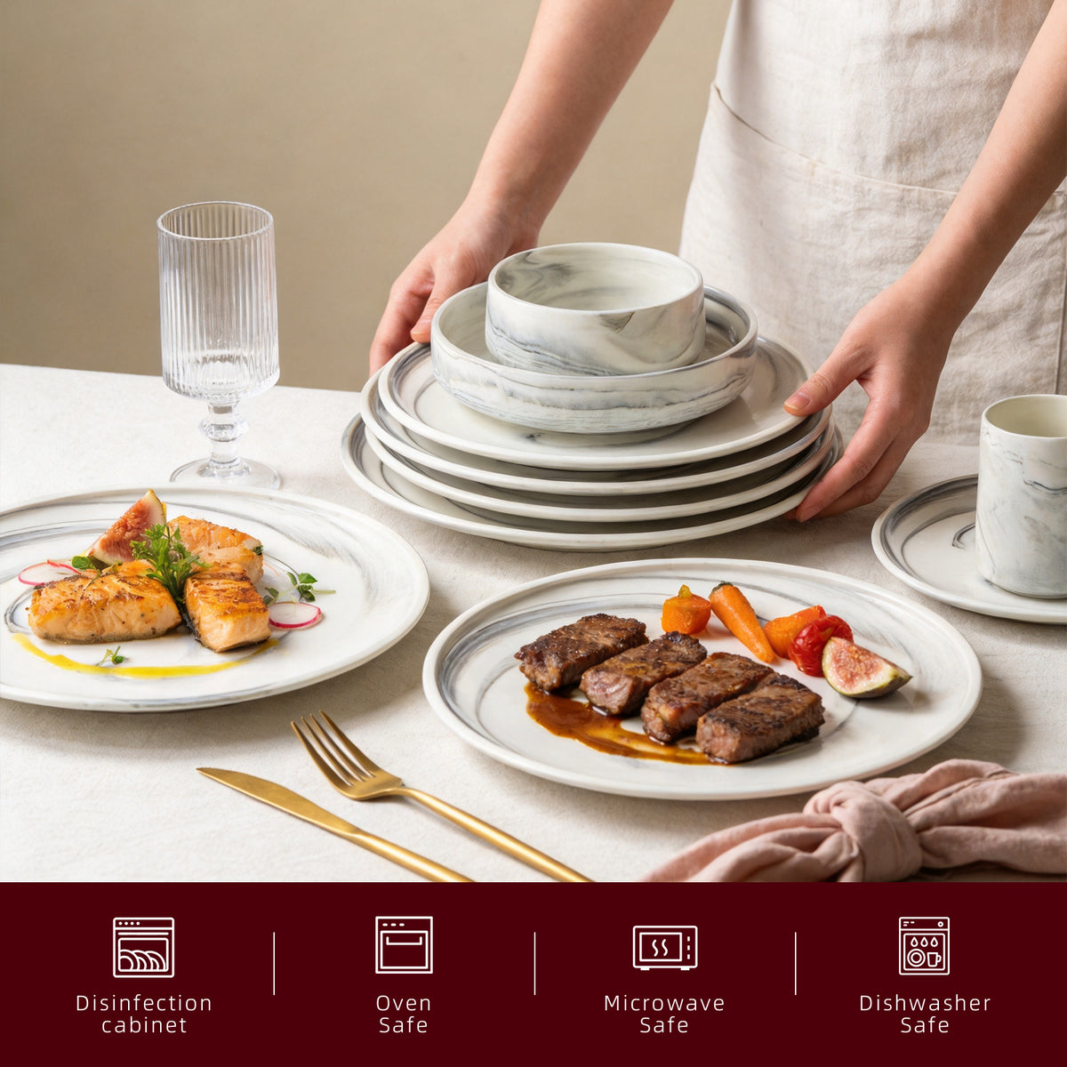 Artisan Marbled Fine China Dinnerware Set