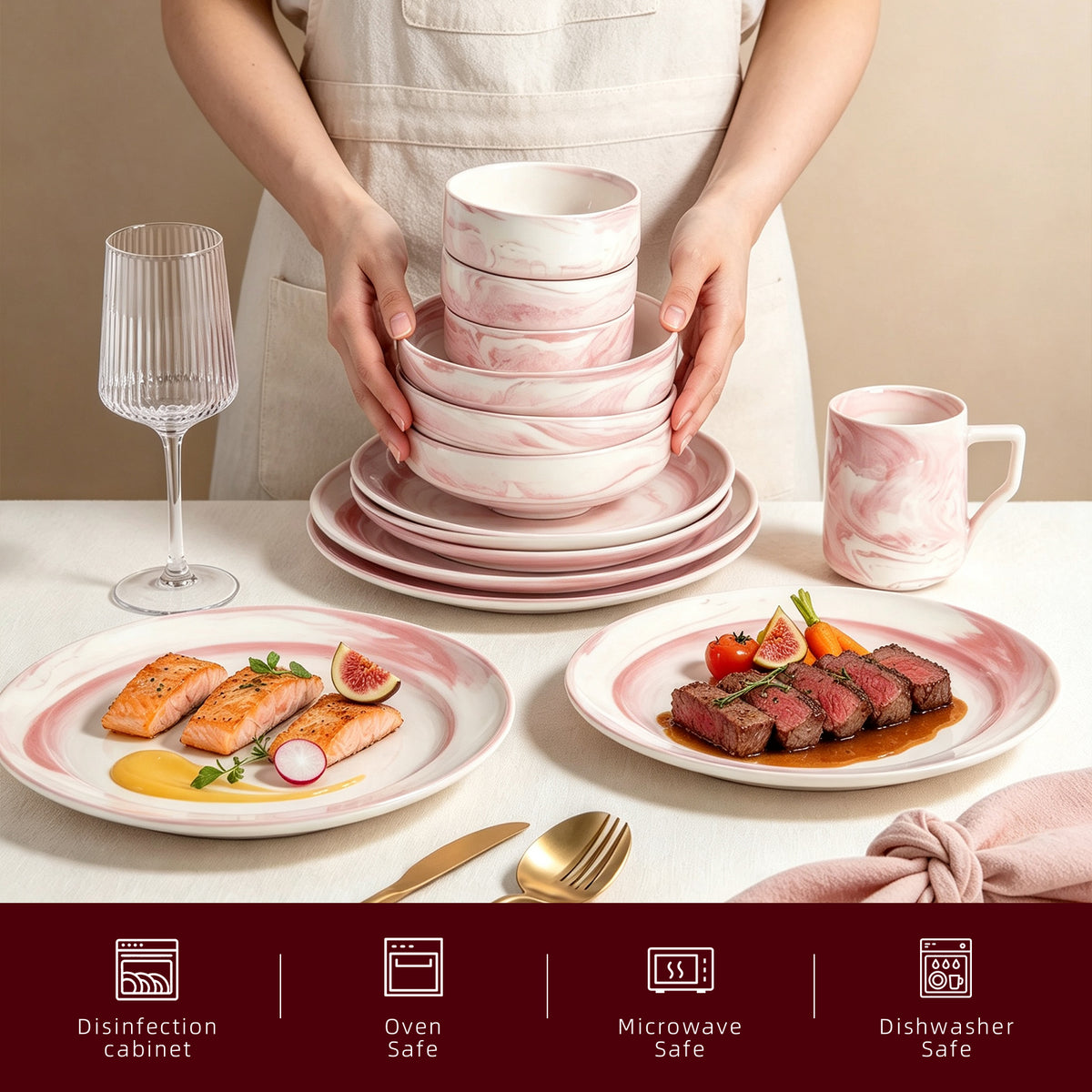 Artisan Marbled Fine China Dinnerware Set