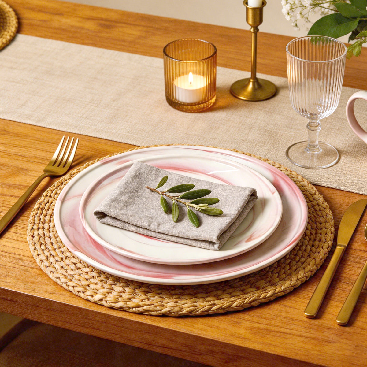 Artisan Marbled Fine China Dinnerware Set