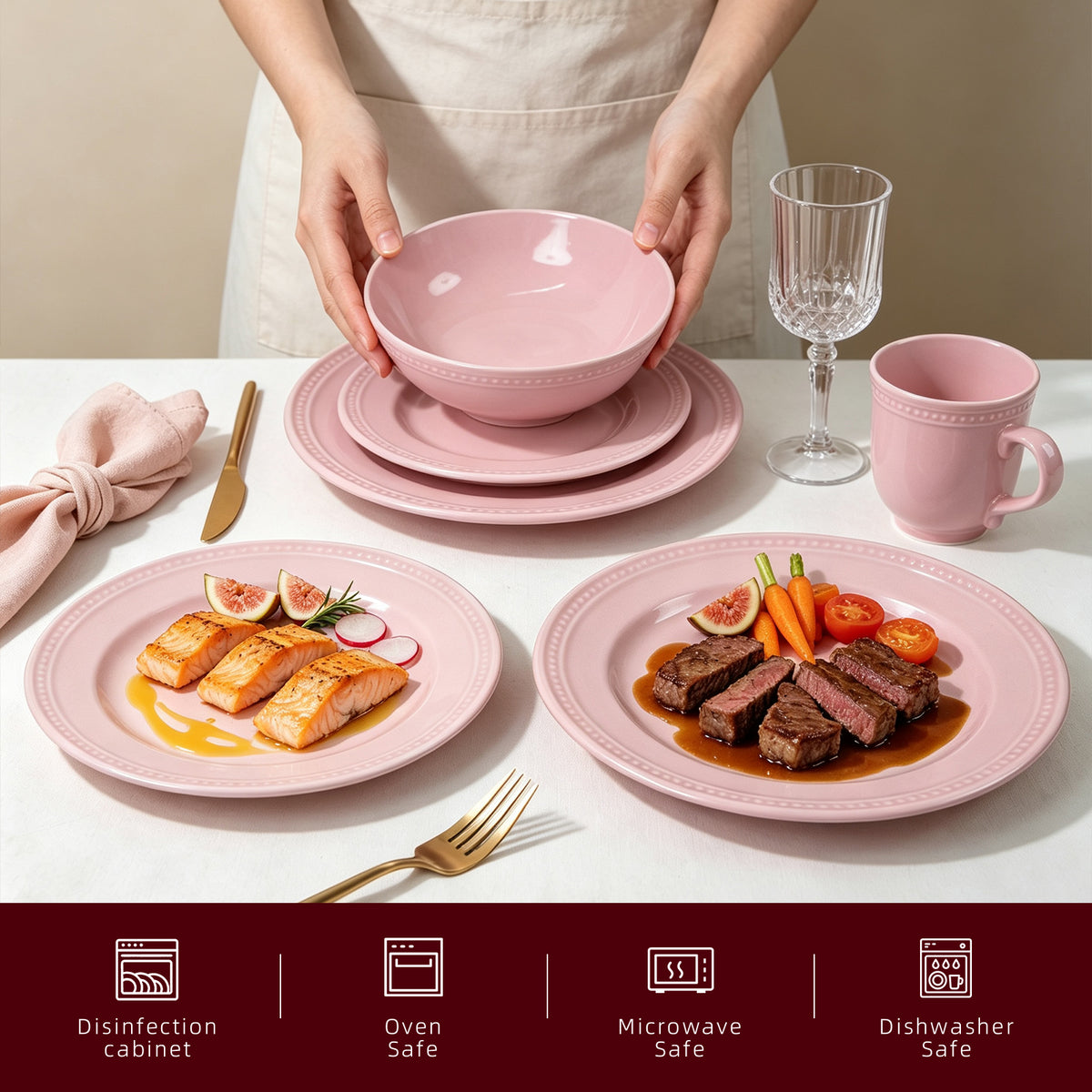 Embossed Pearl Dots Stoneware Dinnerware Set