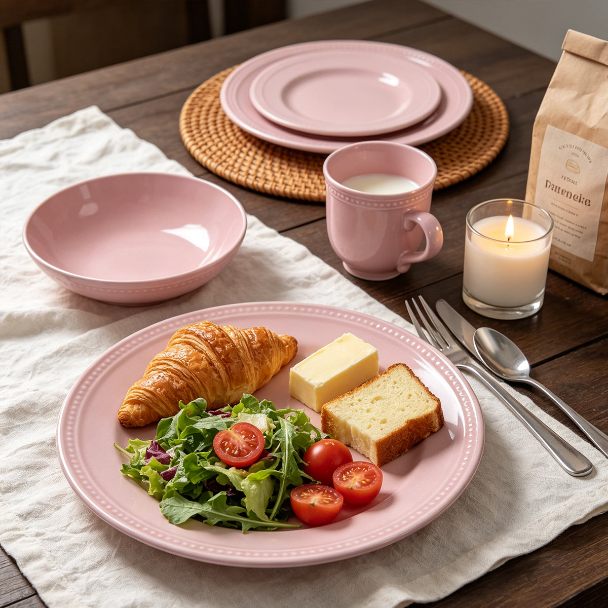 Embossed Pearl Dots Stoneware Dinnerware Set