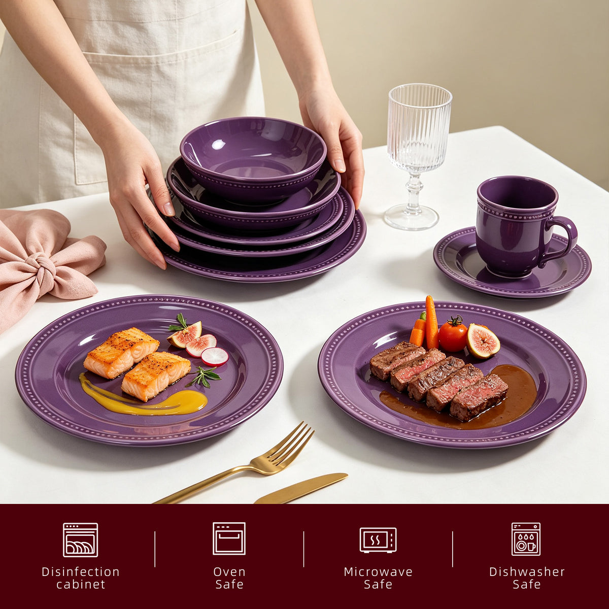 Embossed Pearl Dots Stoneware Dinnerware Set
