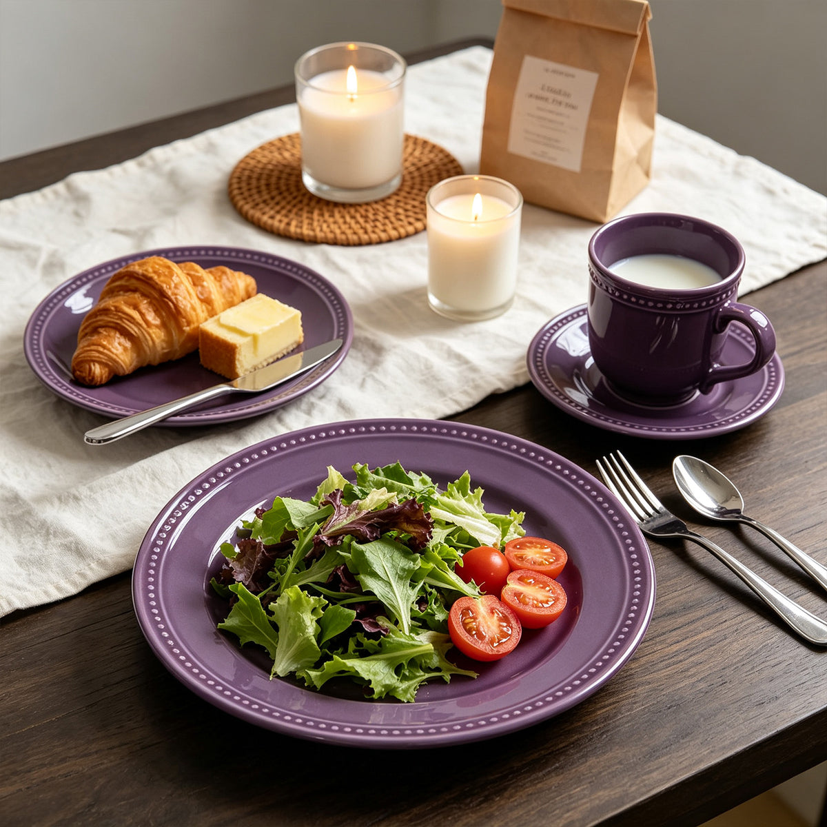 Embossed Pearl Dots Stoneware Dinnerware Set