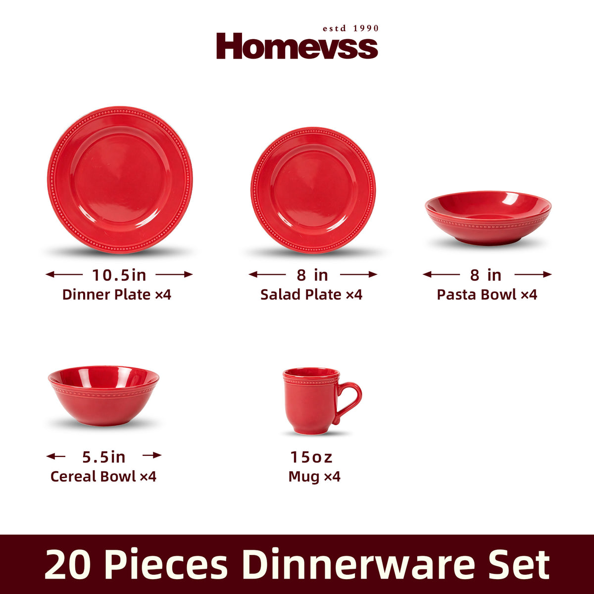 Embossed Pearl Dots Stoneware Dinnerware Set