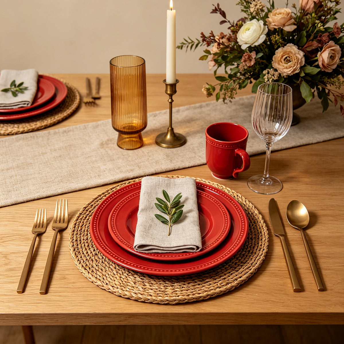 Embossed Pearl Dots Stoneware Dinnerware Set