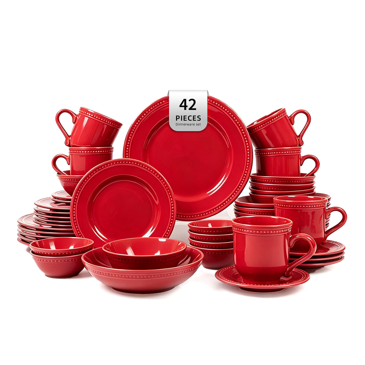 Embossed Pearl Dots Stoneware Dinnerware Set