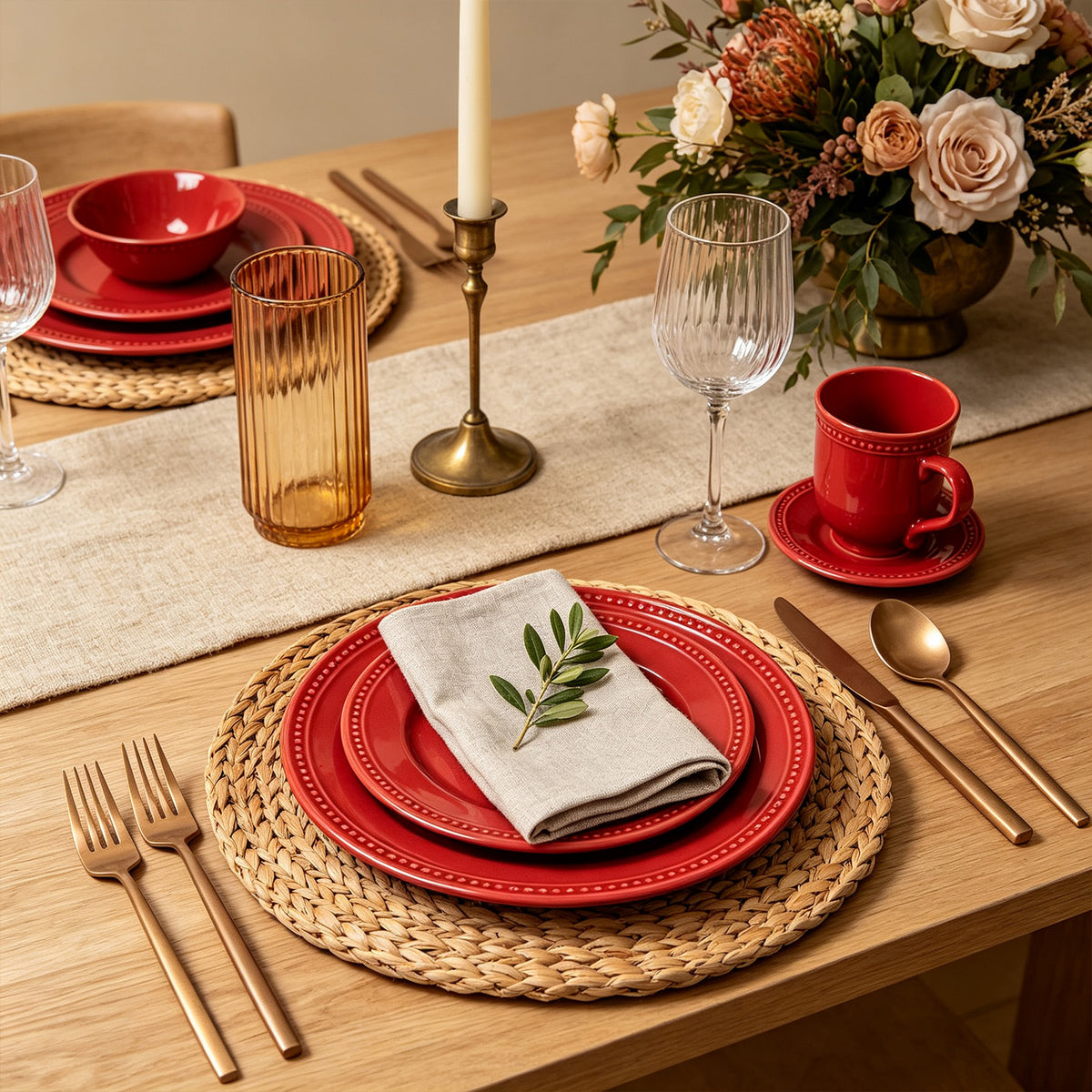 Embossed Pearl Dots Stoneware Dinnerware Set