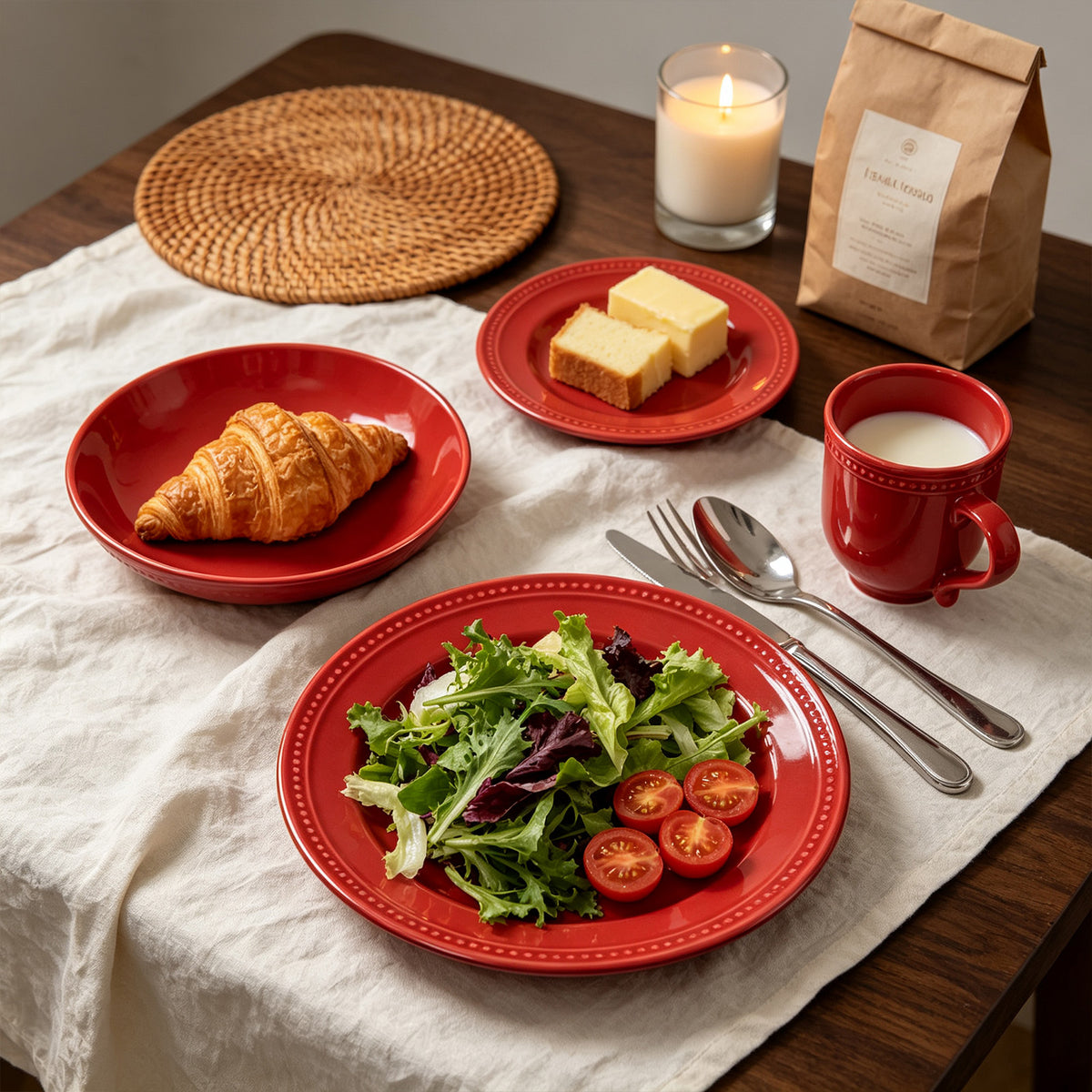 Embossed Pearl Dots Stoneware Dinnerware Set