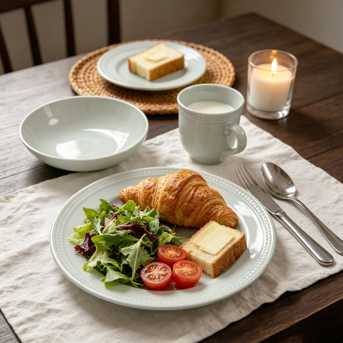 Embossed Pearl Dots Stoneware Dinnerware Set