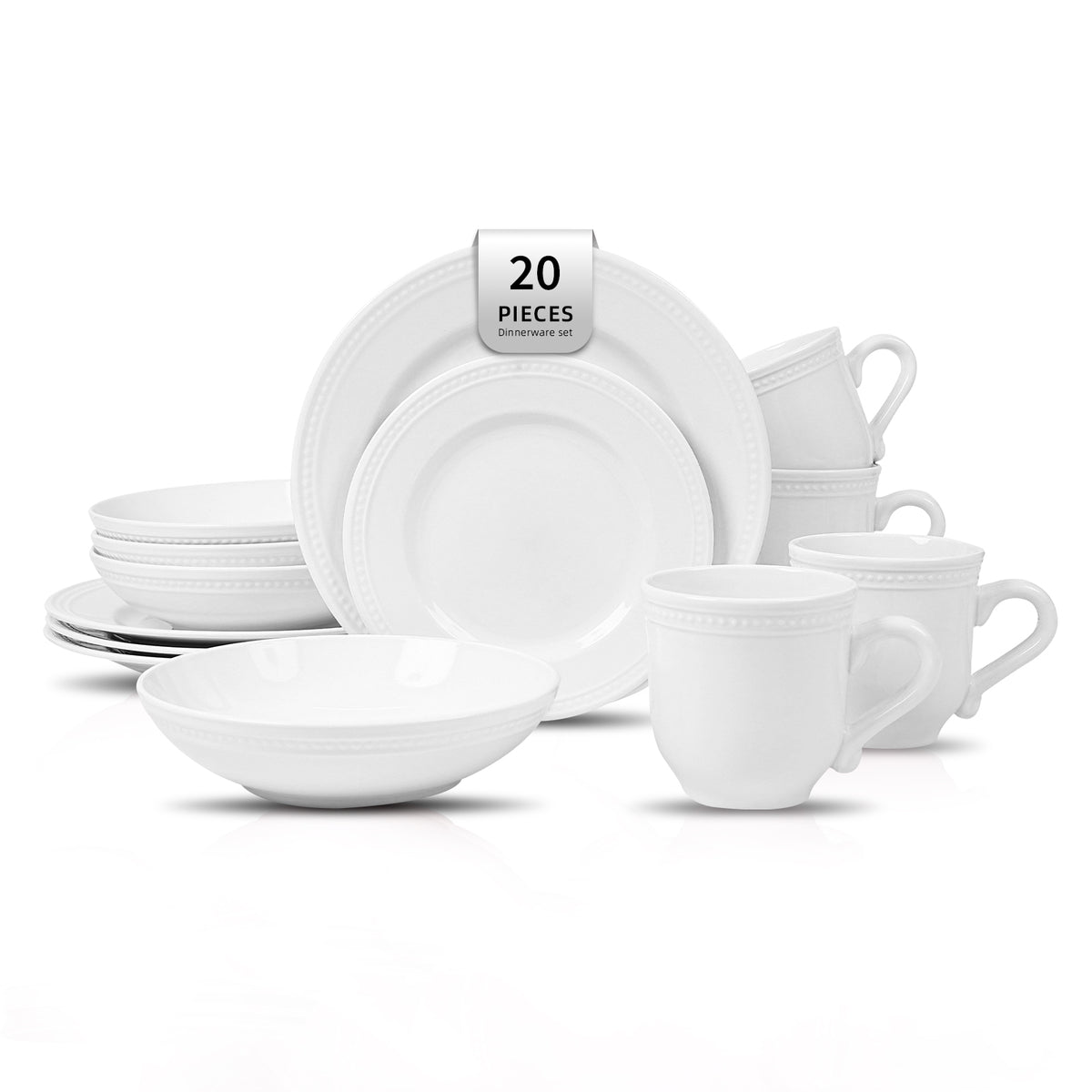 Embossed Pearl Dots Stoneware Dinnerware Set