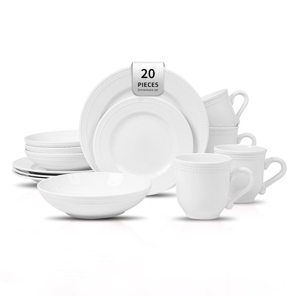 Embossed Pearl Dots Stoneware Dinnerware Set