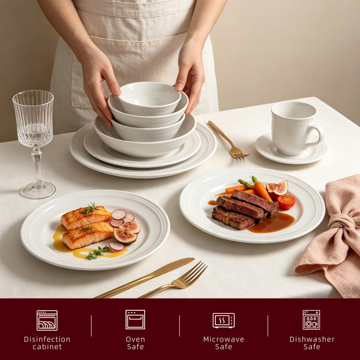 Embossed Pearl Dots Stoneware Dinnerware Set