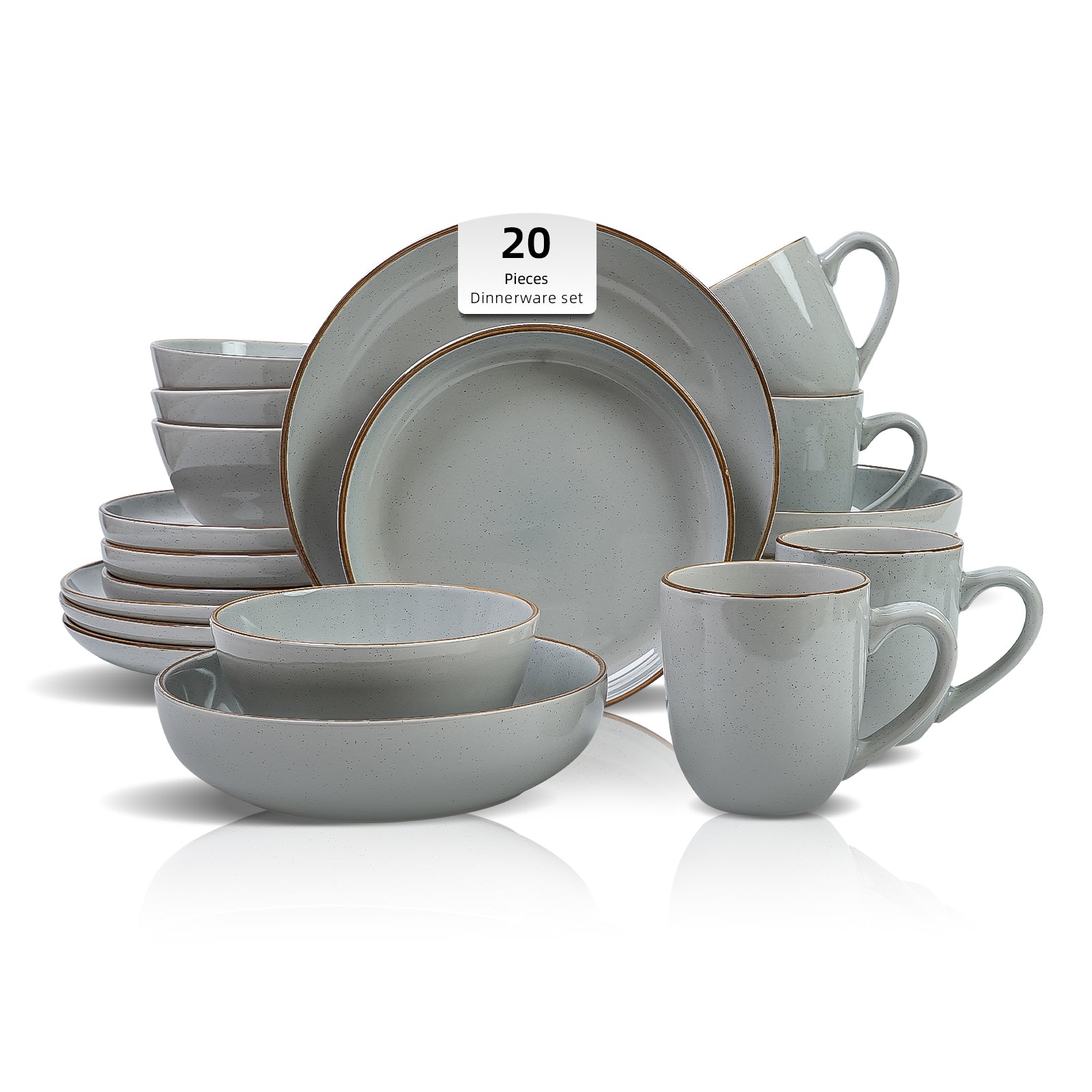 Euro-Nordic Speckled Stoneware Dinnerware Set