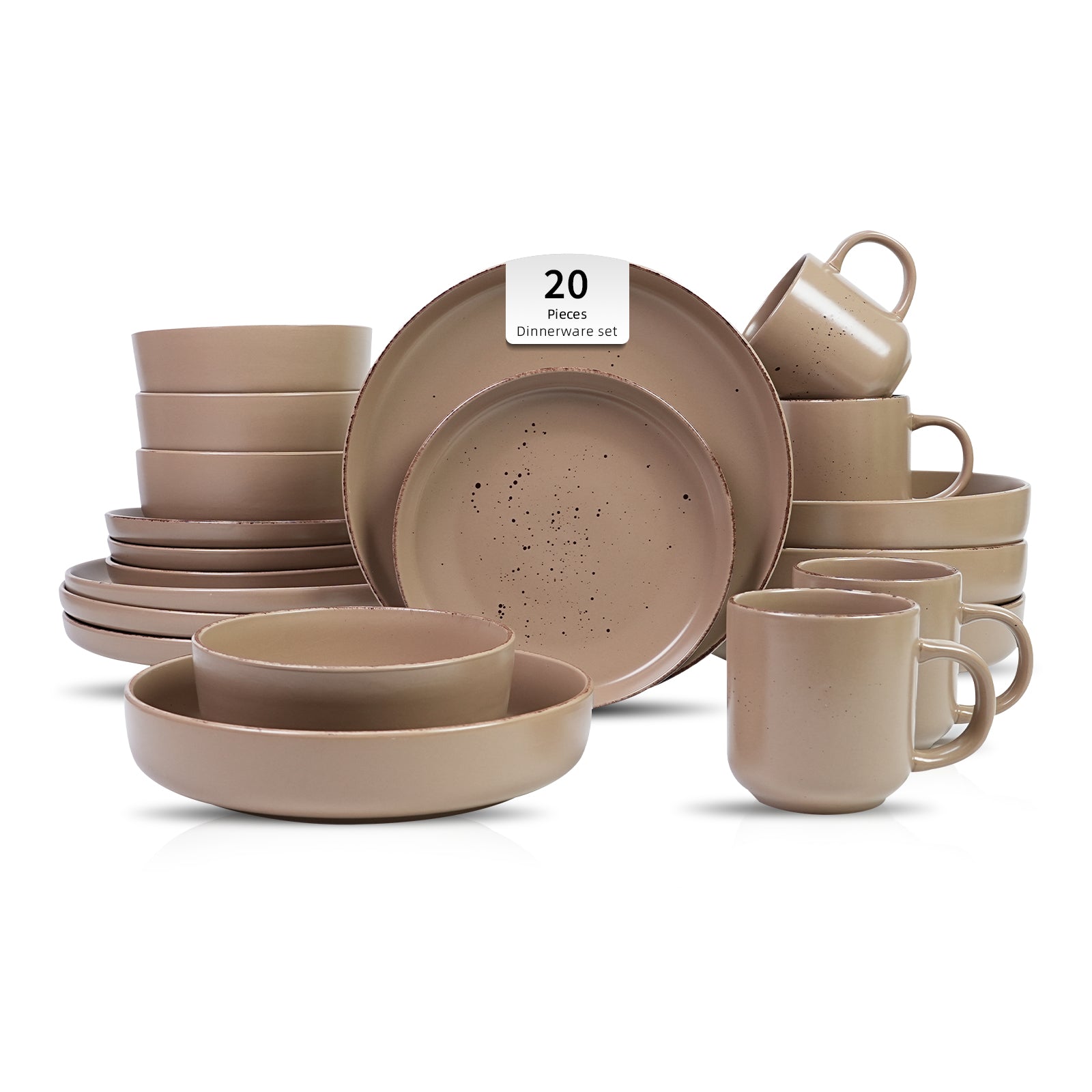 Nordic Rising-Rim Speckled Stoneware Dinnerware Set