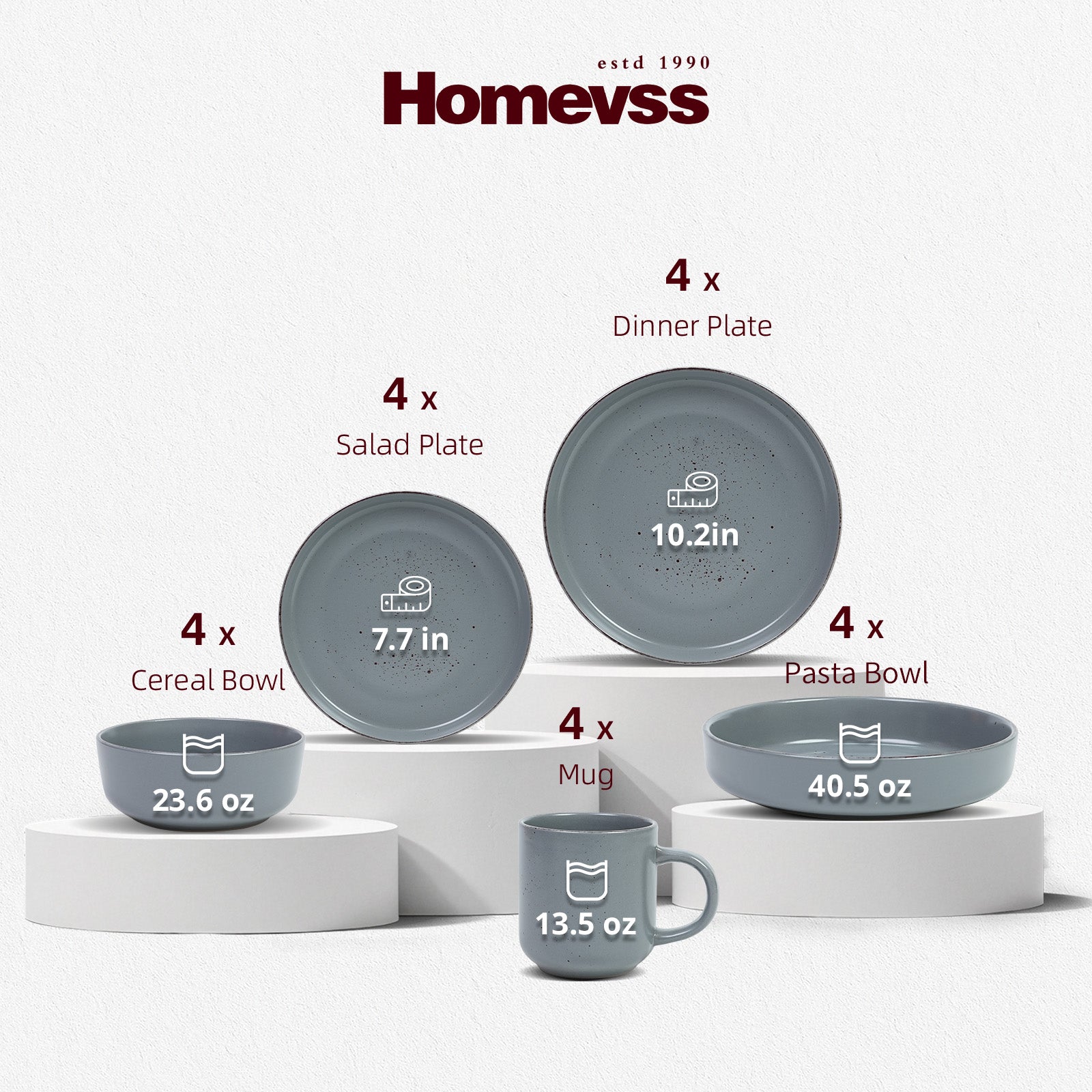 Nordic Rising-Rim Speckled Stoneware Dinnerware Set