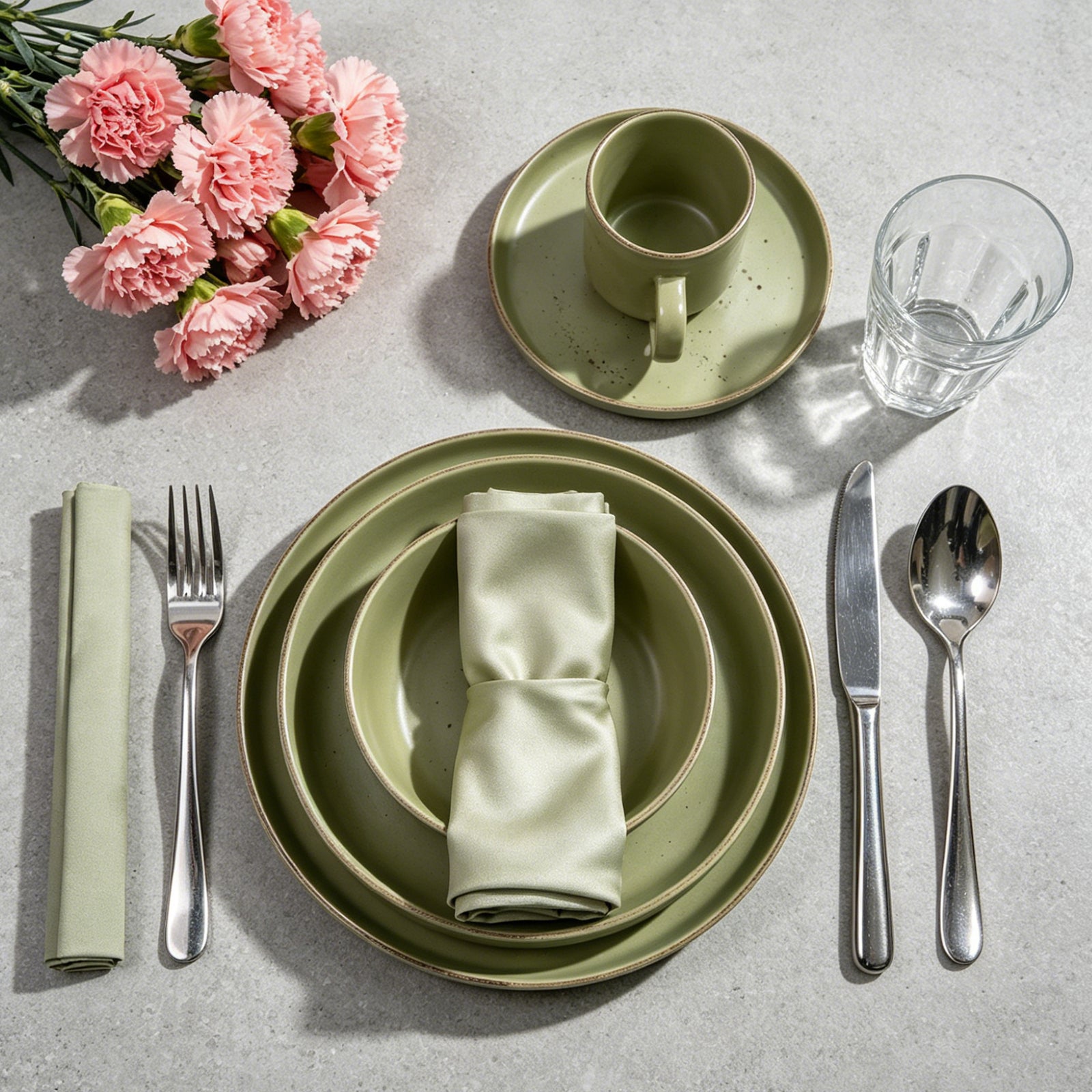 Nordic Rising-Rim Speckled Stoneware Dinnerware Set