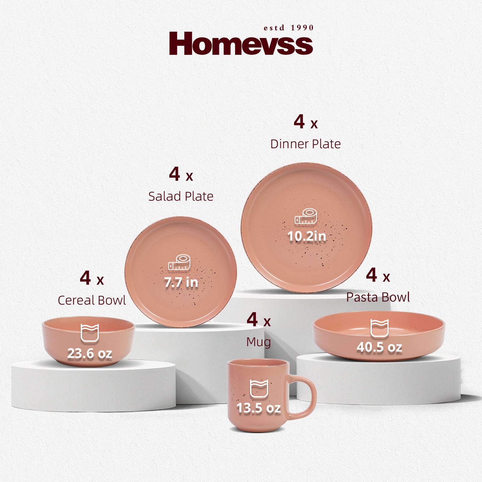 Nordic Rising-Rim Speckled Stoneware Dinnerware Set