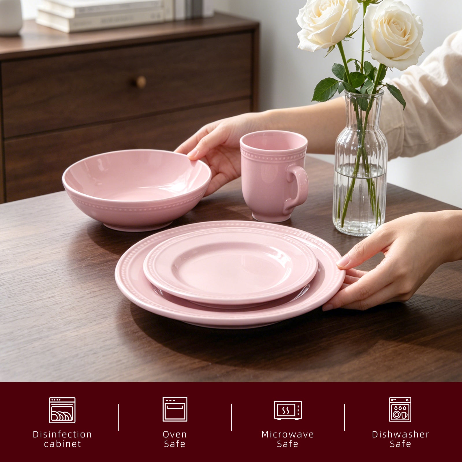 Embossed Pearl Dots Stoneware Dinnerware Set