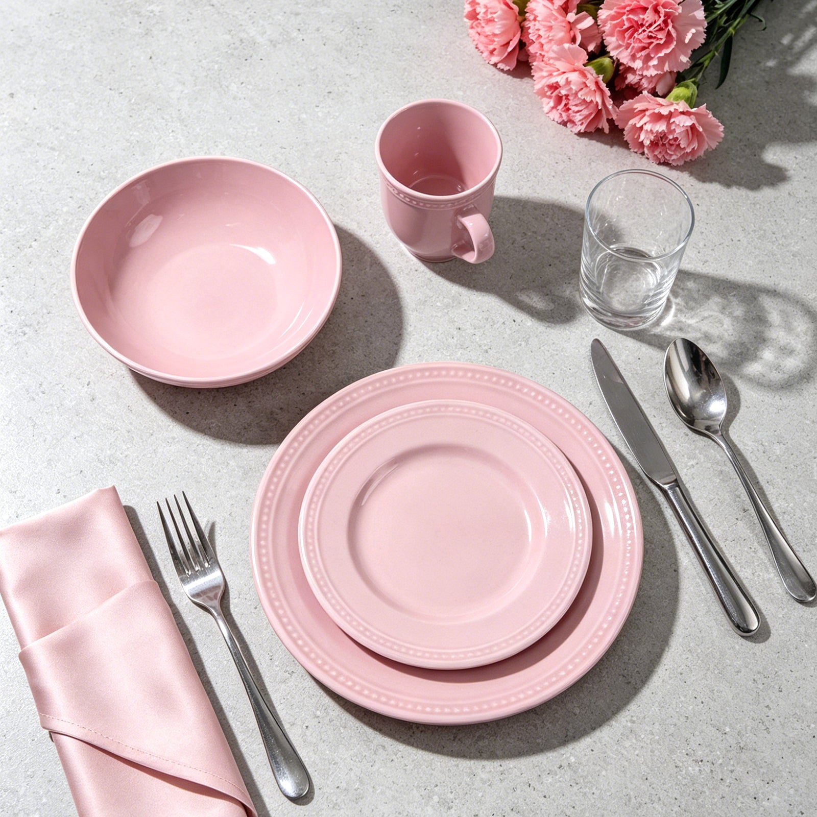 Embossed Pearl Dots Stoneware Dinnerware Set