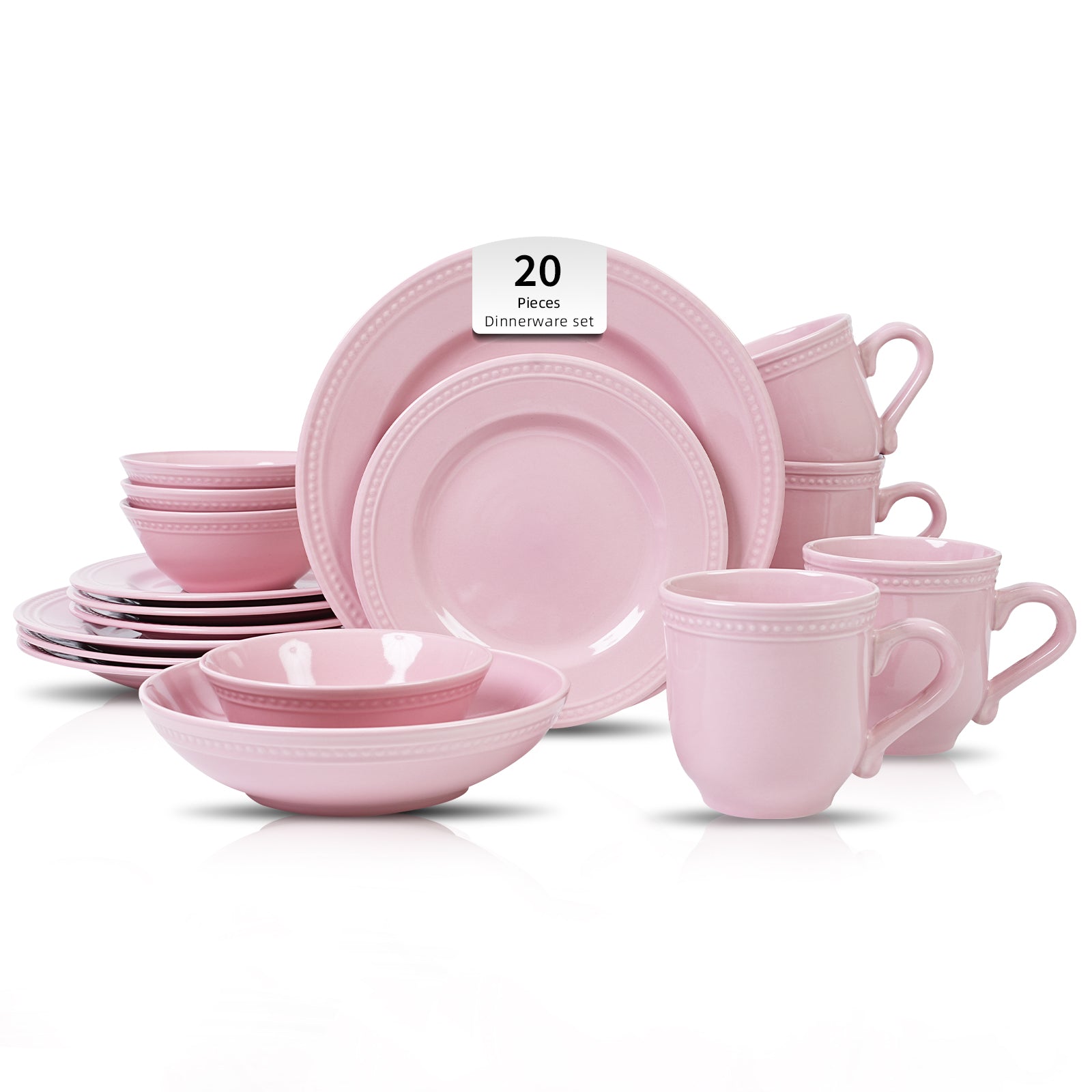 Embossed Pearl Dots Stoneware Dinnerware Set