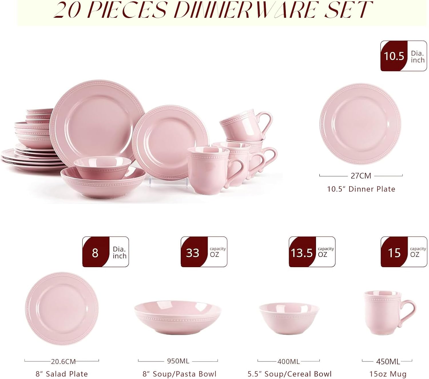 Pearl Dots Stoneware Dinnerware Set