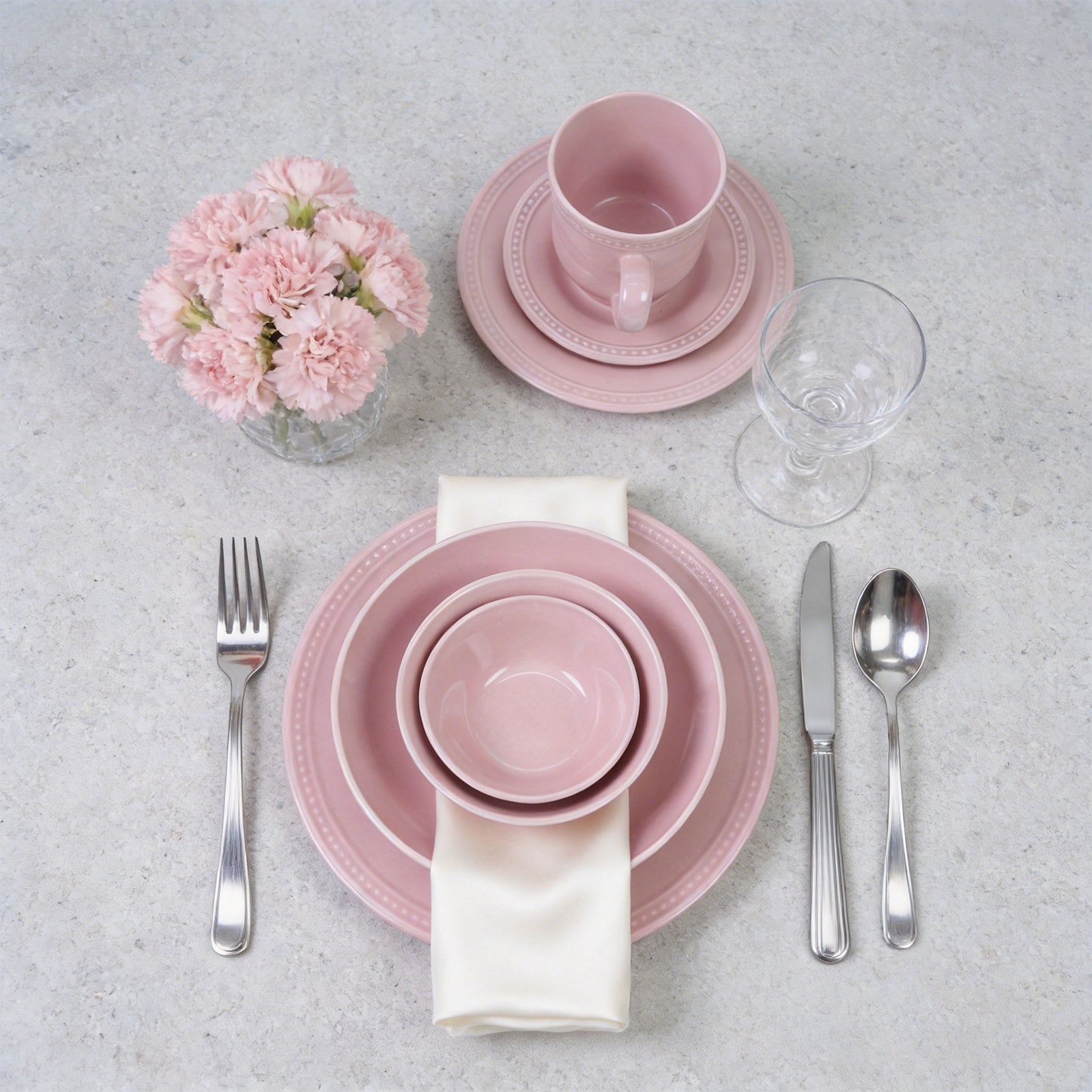 Embossed Pearl Dots Stoneware Dinnerware Set
