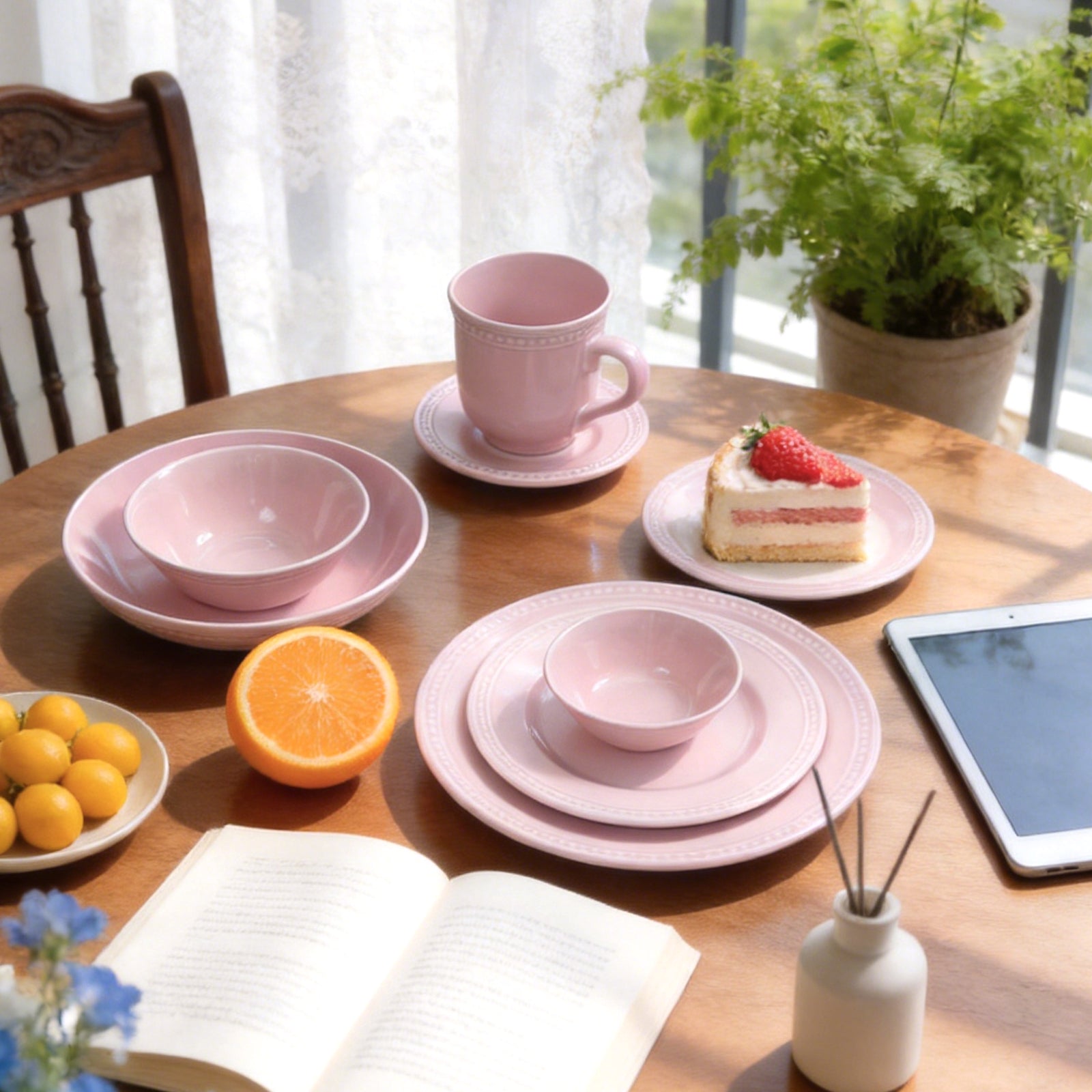 Embossed Pearl Dots Stoneware Dinnerware Set