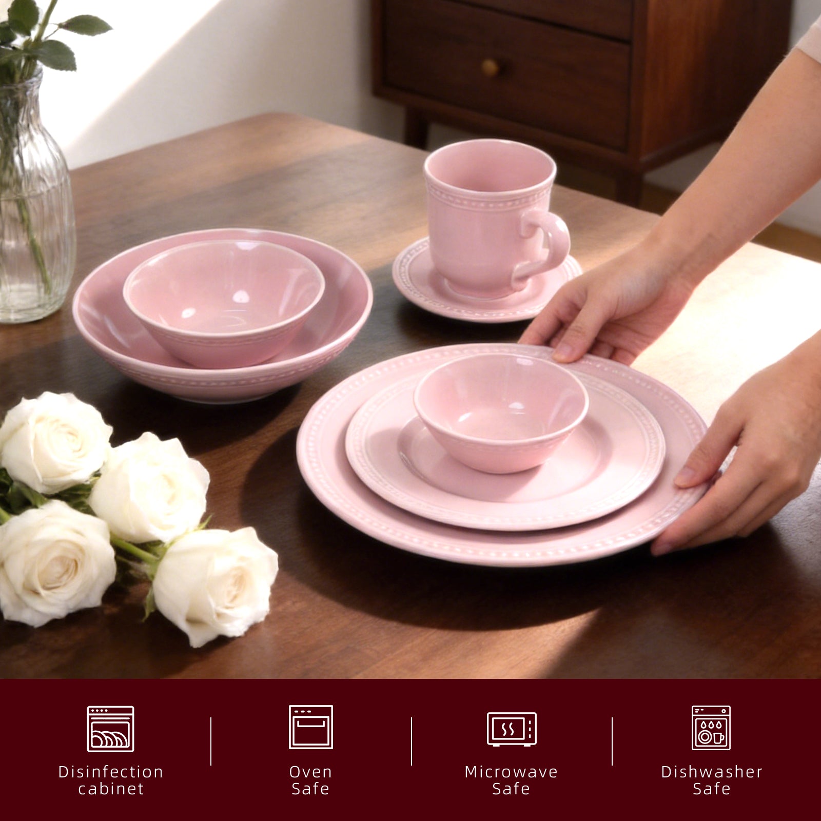 Embossed Pearl Dots Stoneware Dinnerware Set