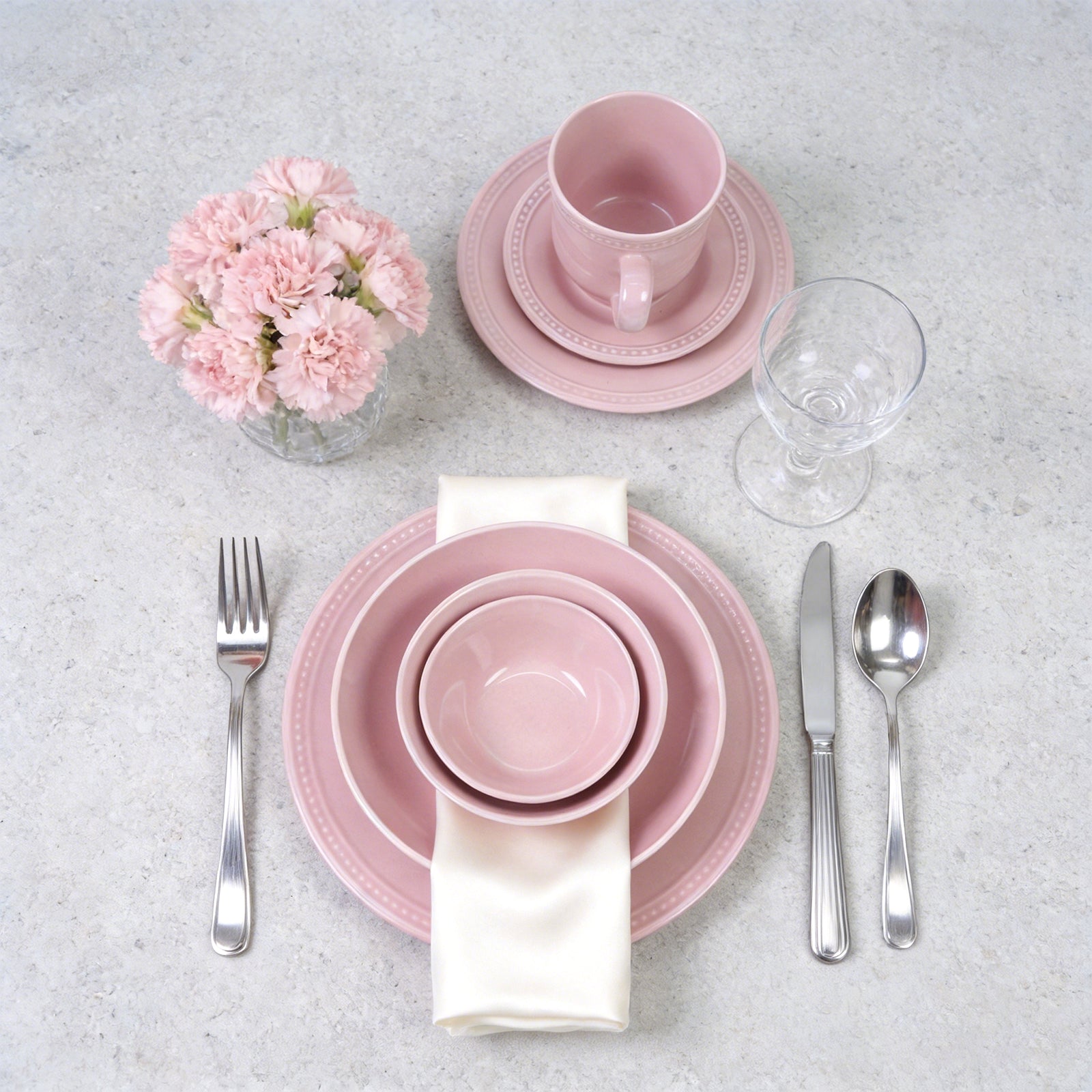 Embossed Pearl Dots Stoneware Dinnerware Set